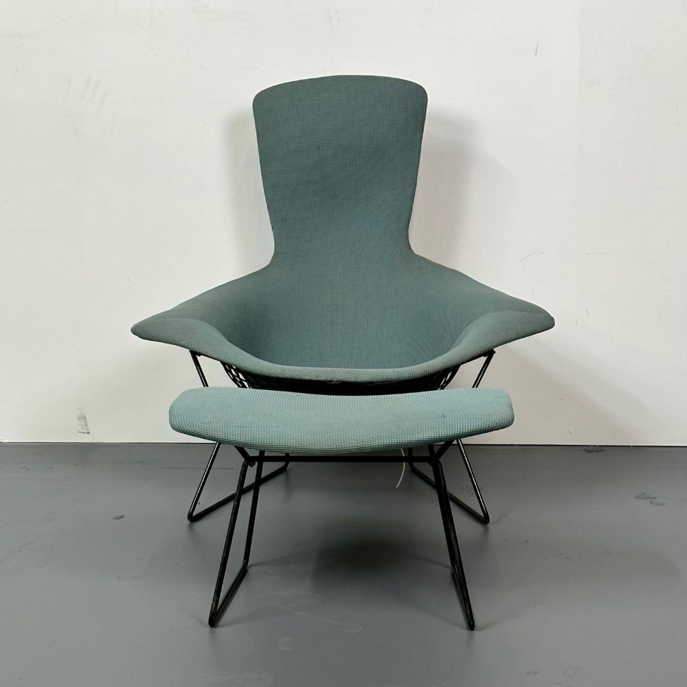 Vintage Harry Bertoia for Knoll Bird Lounge Chair with Ottoman, Labeled, 1960s
