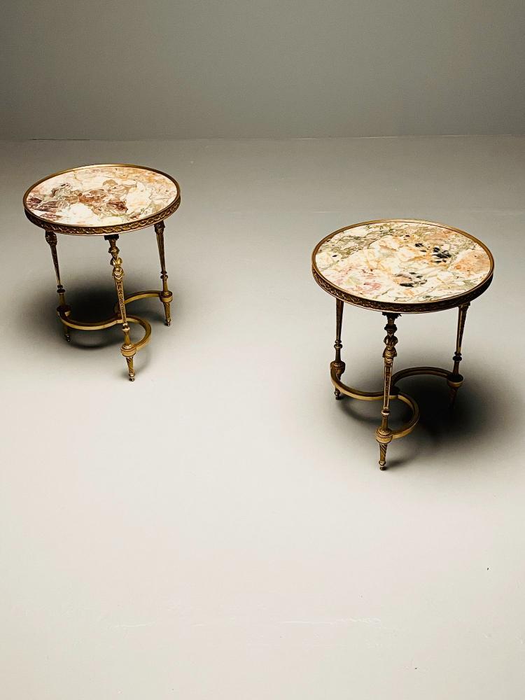 Pair of French Ormolu Marble Gueridons, Circular, 19th Century, Adam Weisweiler