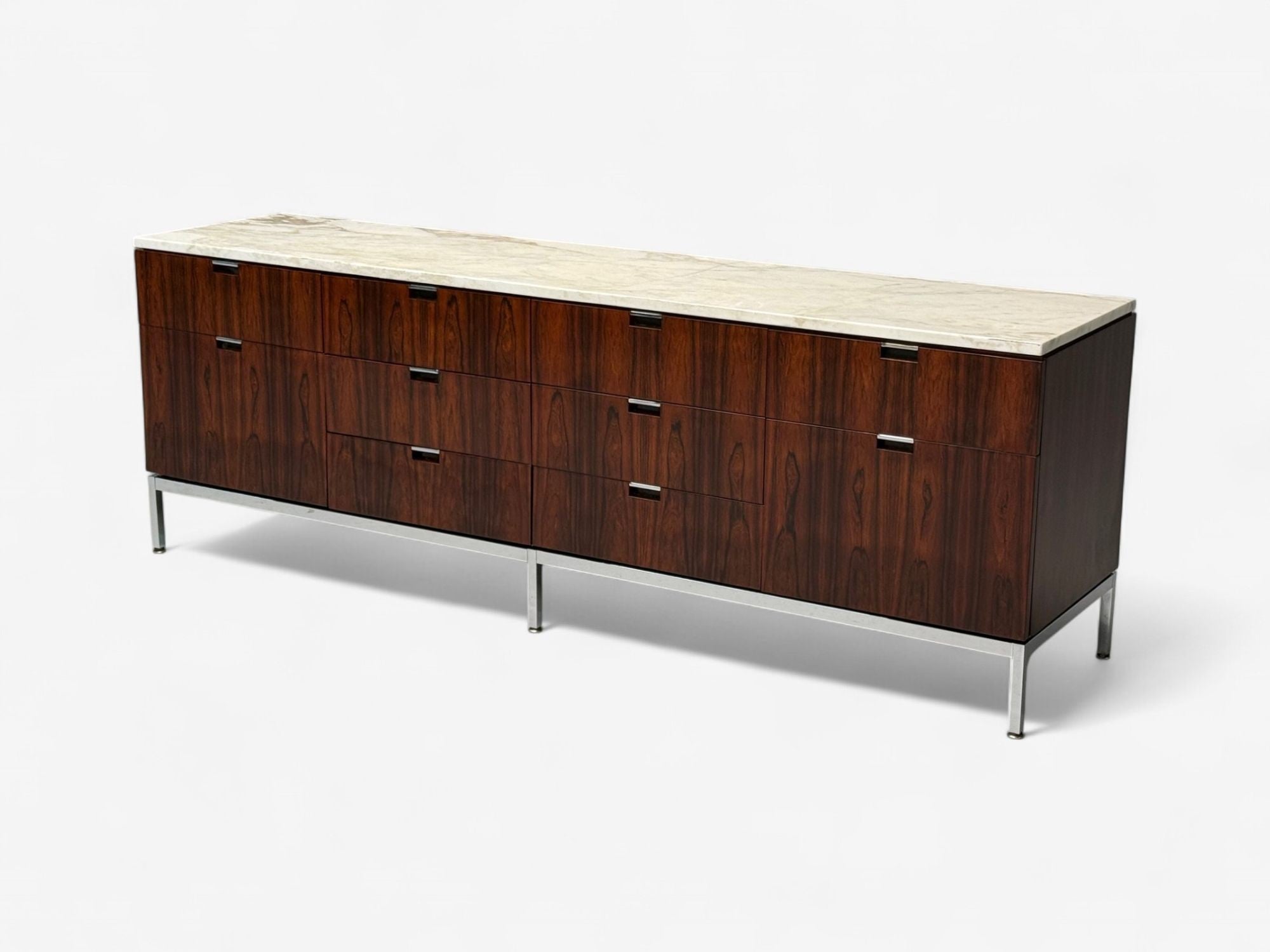 Florence Knoll, Rosewood, Chrome, Marble, Sideboard, USA, 1960s