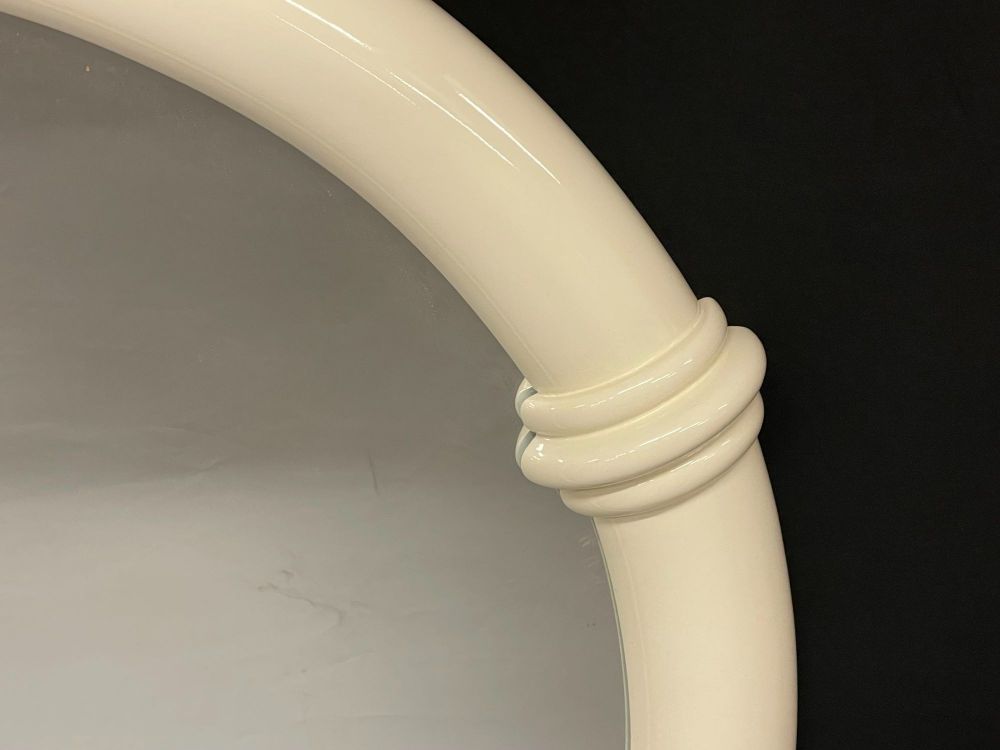 Modern White Lacquered Wall or Console Mirror, Karl Springer Manner