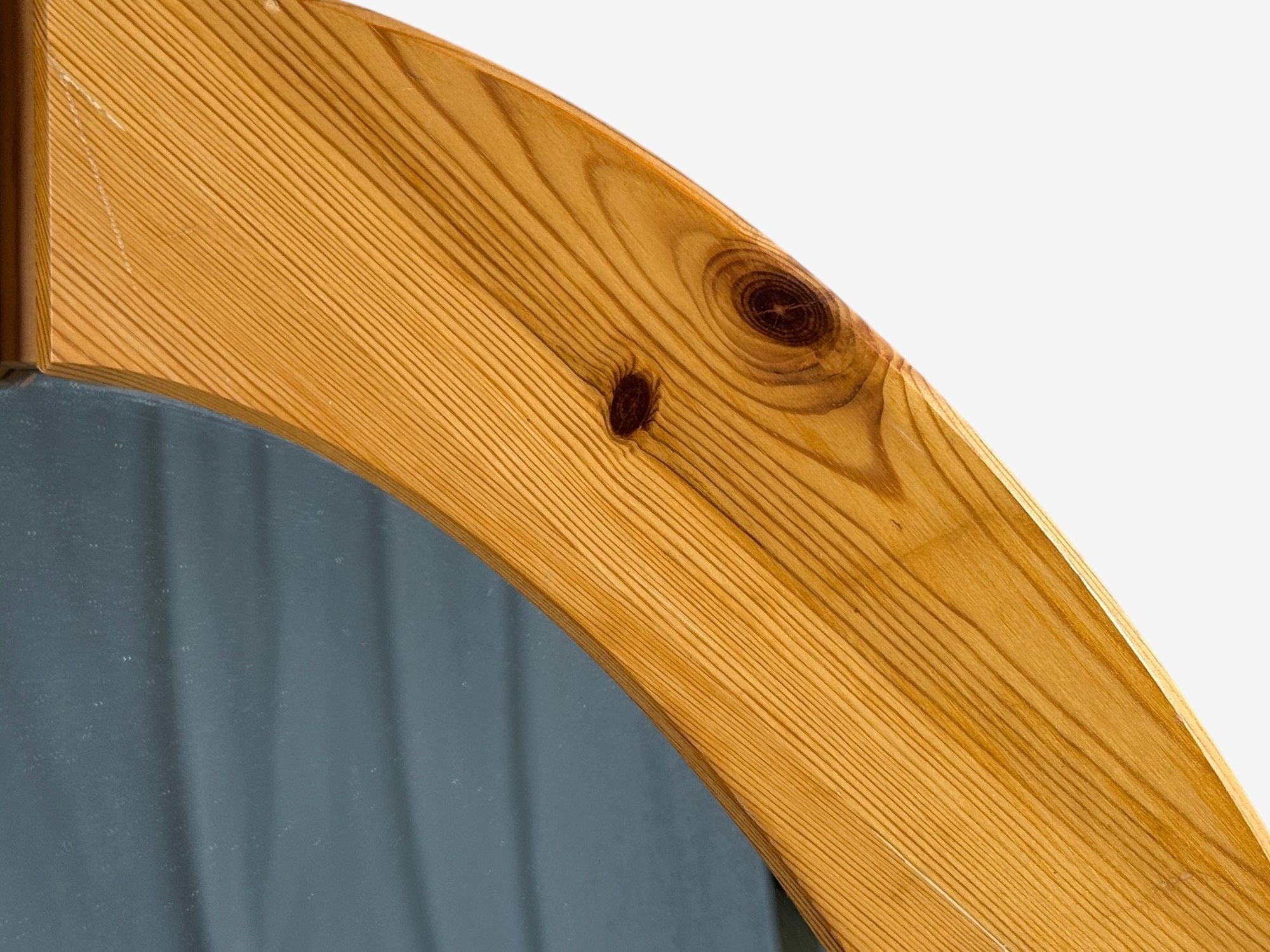Swedish Modern, Oval Wall Mirror, Pine, Sweden, 1970s