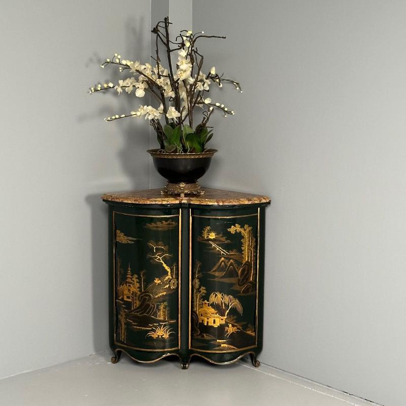 Pair Louis XV Style Japanned Corner Cabinets / Encoignures, Christies Provenance