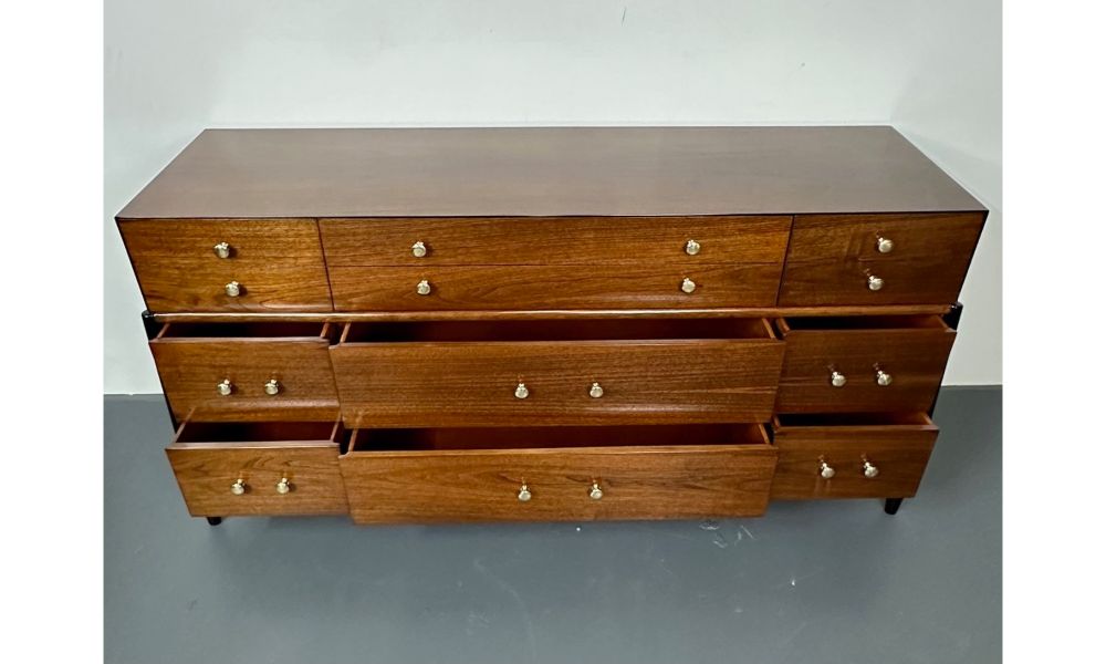 Mid Century Modern Dresser, West Michigan Furniture Co. Ebony, Walnut, Metz