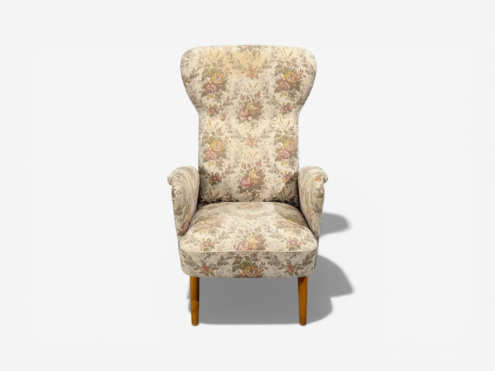 Carl Gustaf Hiort af Ornäs, Armchair, Fabric, Lacquered Wood, Finland, 1940s