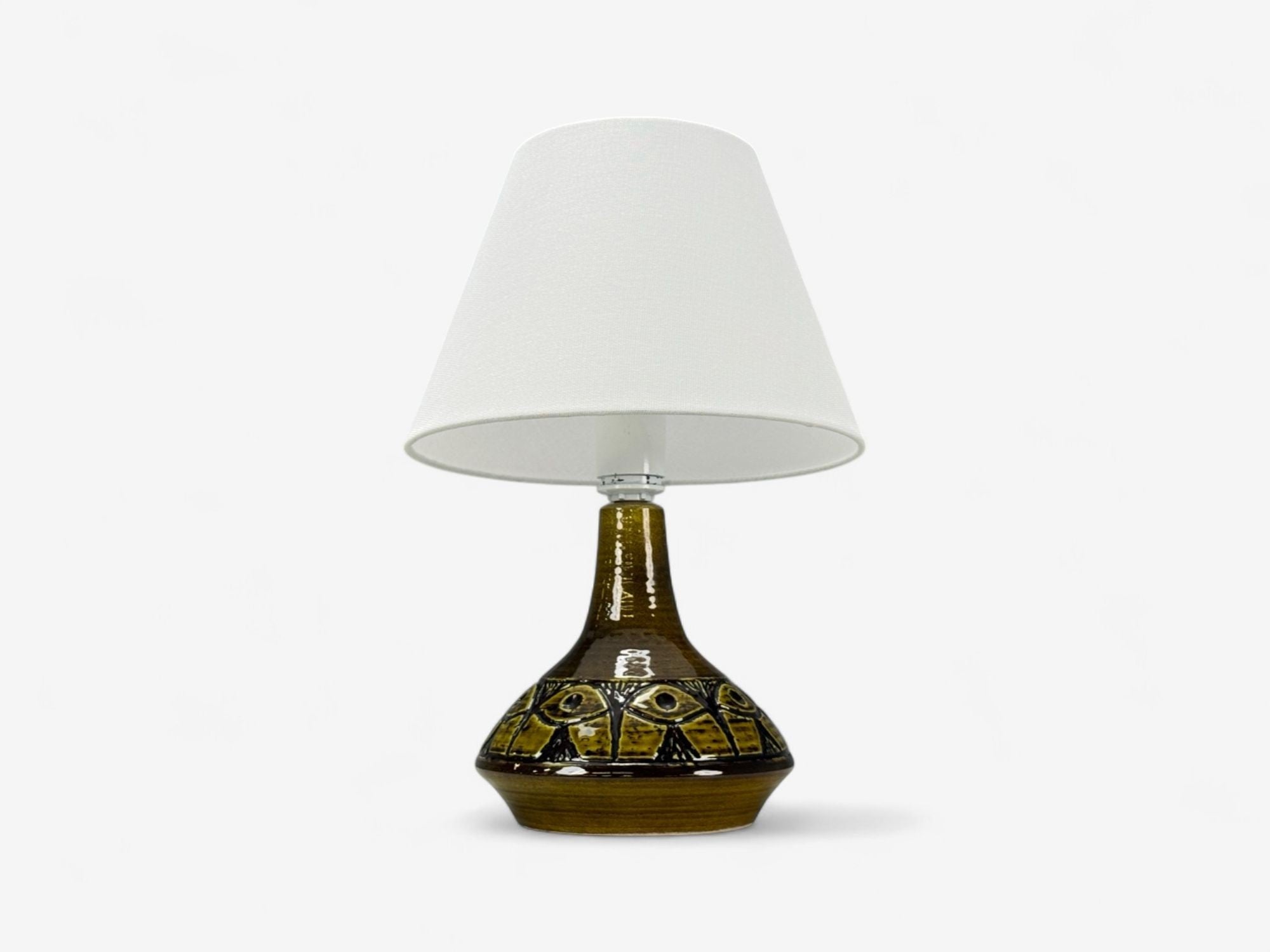 Arne Finne Nielsen, Olive Green Stoneware, Table Lamp, Denmark, 1960s