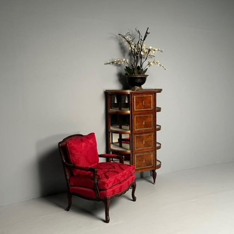 French Louis XVI Demilune Chest of Drawers, Vitrine / Showcase Cabinet