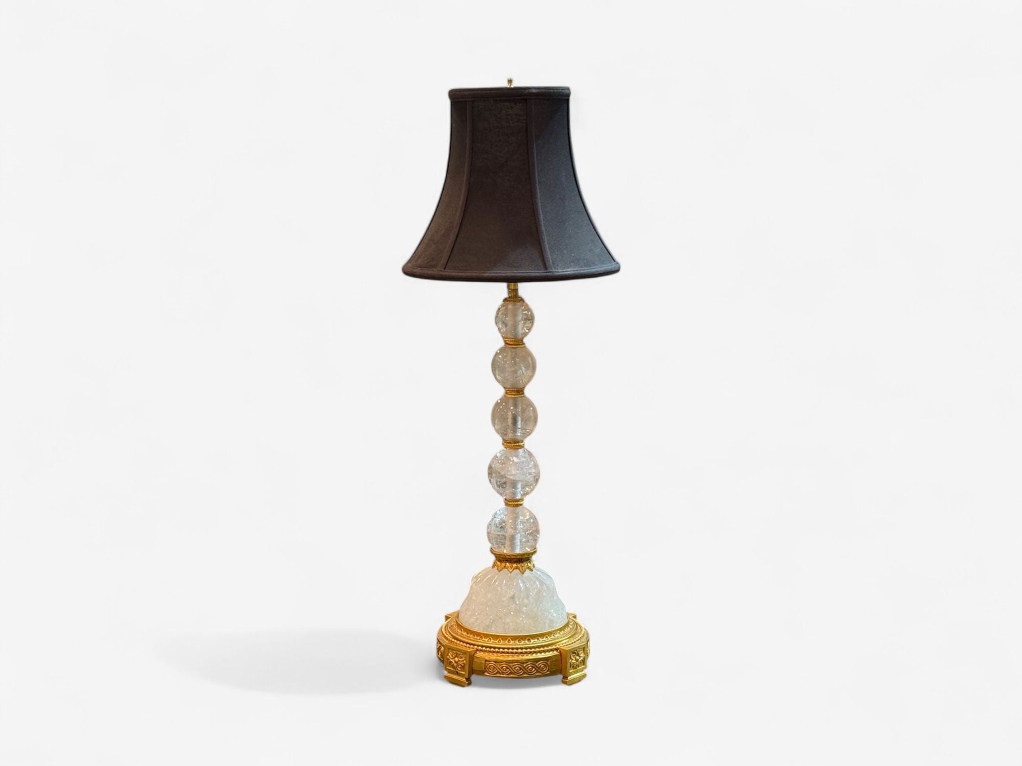 Hollywood Regency, Rock Crystal, Bronze, Table Lamps, France, 1960s