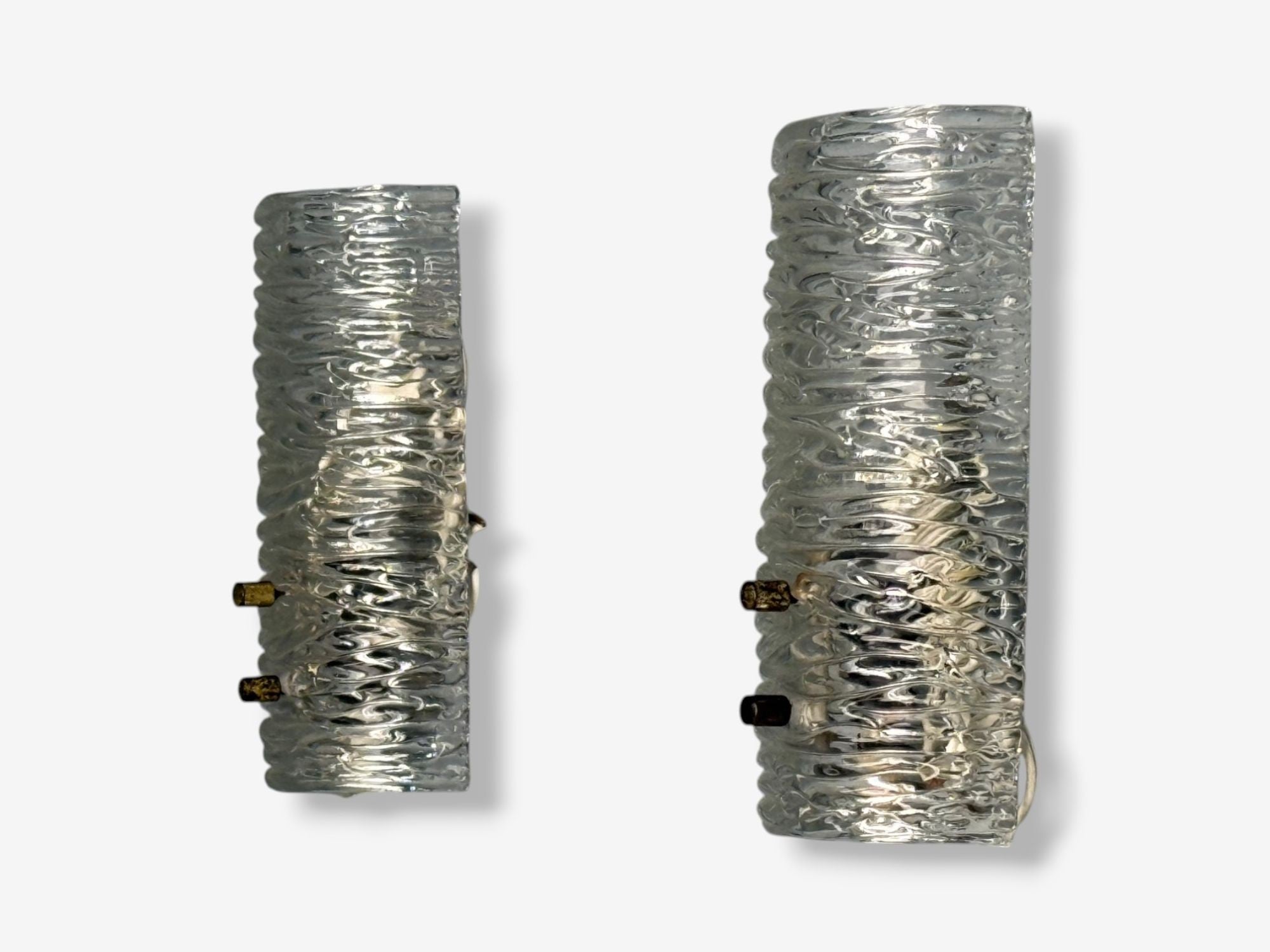 Carl Fagerlund, Textured Glass, Brass, Wall Lights, Sweden, 1960s