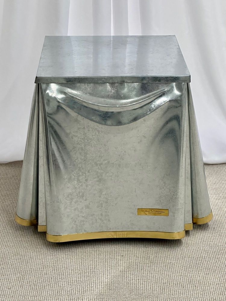 Mid-Century Modern Signed John Dickinson Galvanized Steel Drape End Table, 1970s