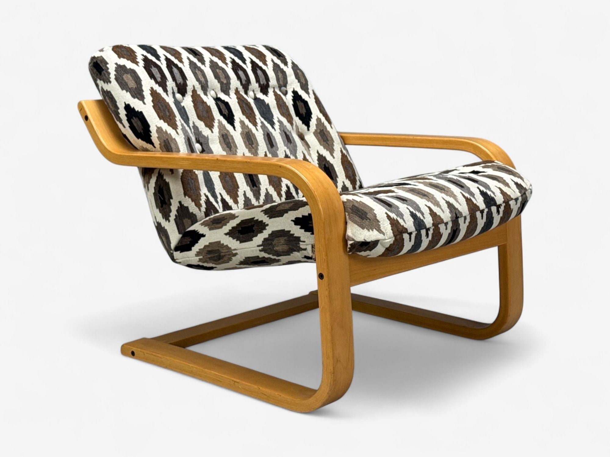 Westnofa, Bentwood, Fabric, Lounge Chair and Ottoman, Norway, 1960s