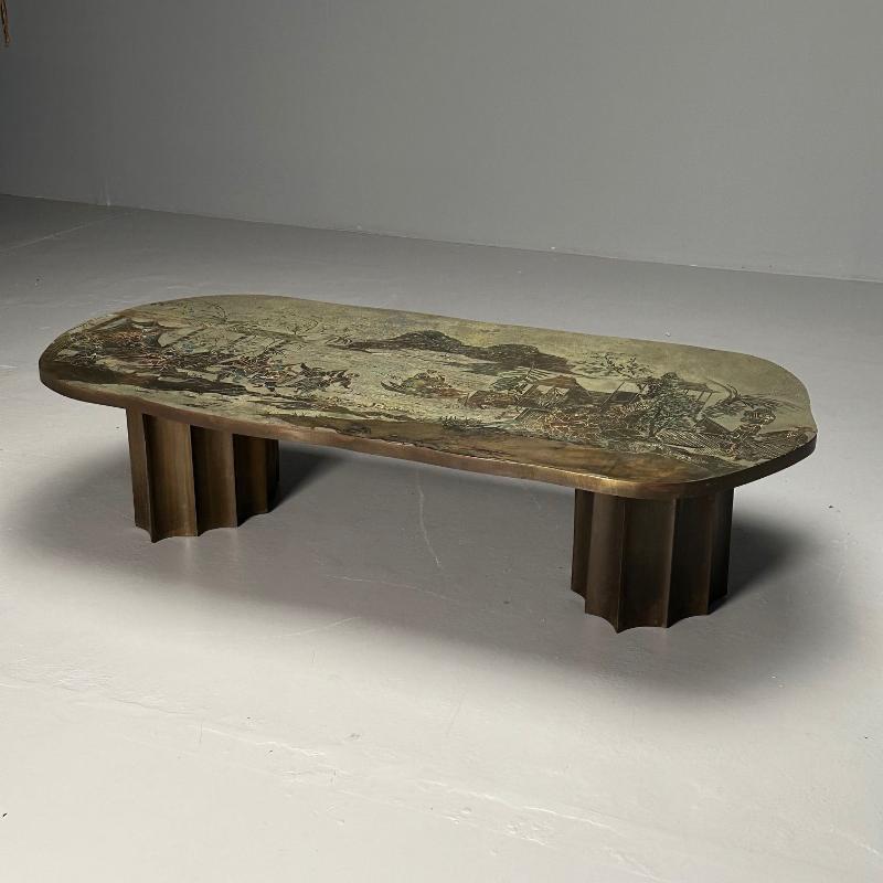 Philip and Kelvin LaVerne, Mid-Century, T'ang Marriage Coffee Table, Bronze