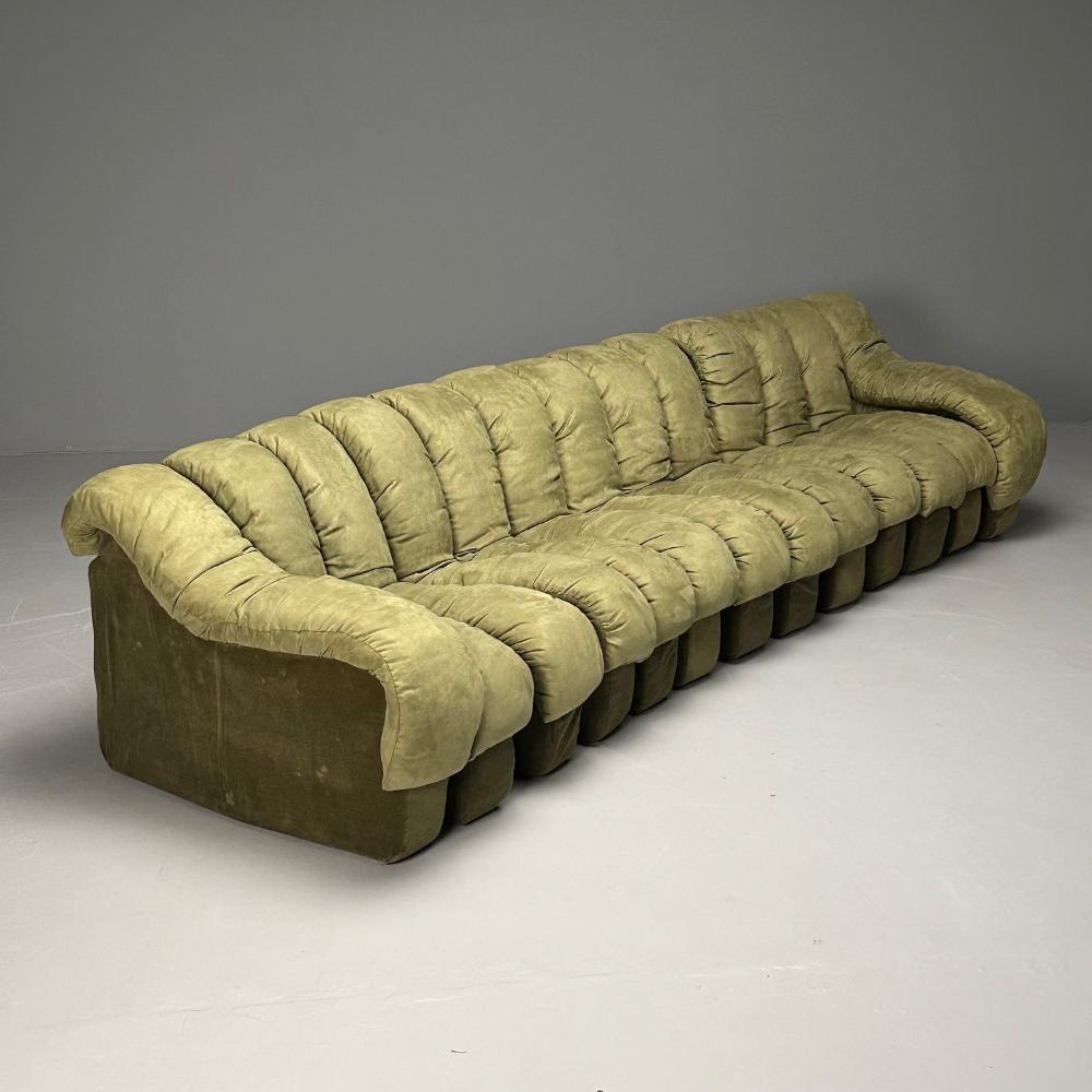 De Sede, Mid-Century Modern, DS-600 Non Stop Sectional Sofa, Green Fabric