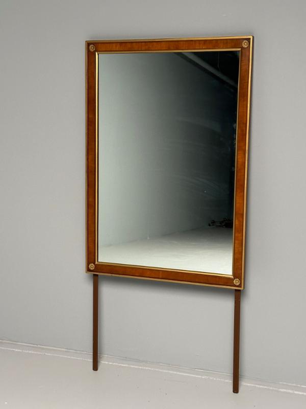 Walnut Bronze Mounted Hollywood Regency Wall or Dresser, Console Mirror