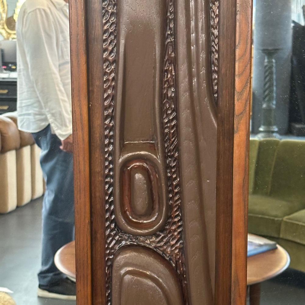 Pulaski, Brutalist Mid-Century Modern, 'Oceanic' Wall Mirror, Walnut, 1960s