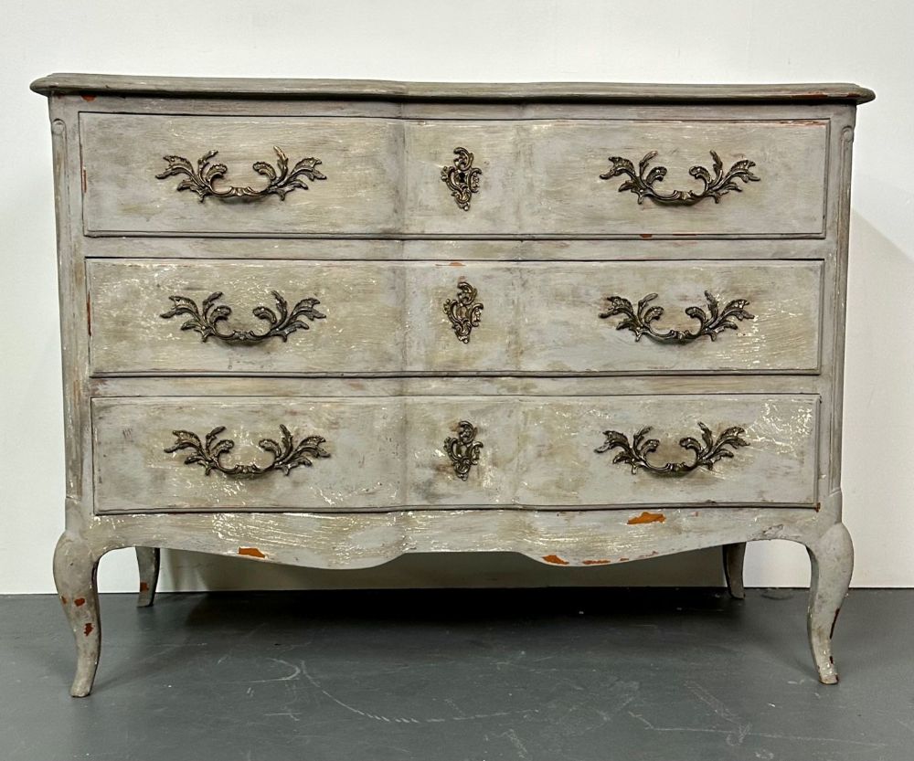 Provincial Gustavian Style Swedish Paint Decorated / Distressed Commode, Chest
