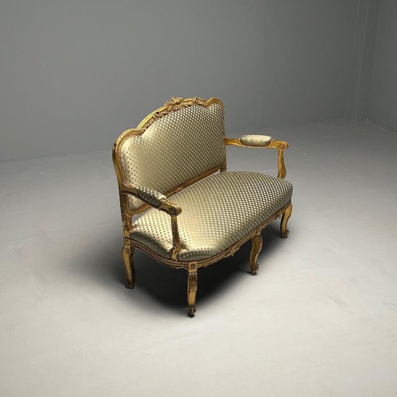 19th Century Settee / Canape, Durand, Louis XV, Giltwood, Scalamandre Upholstery
