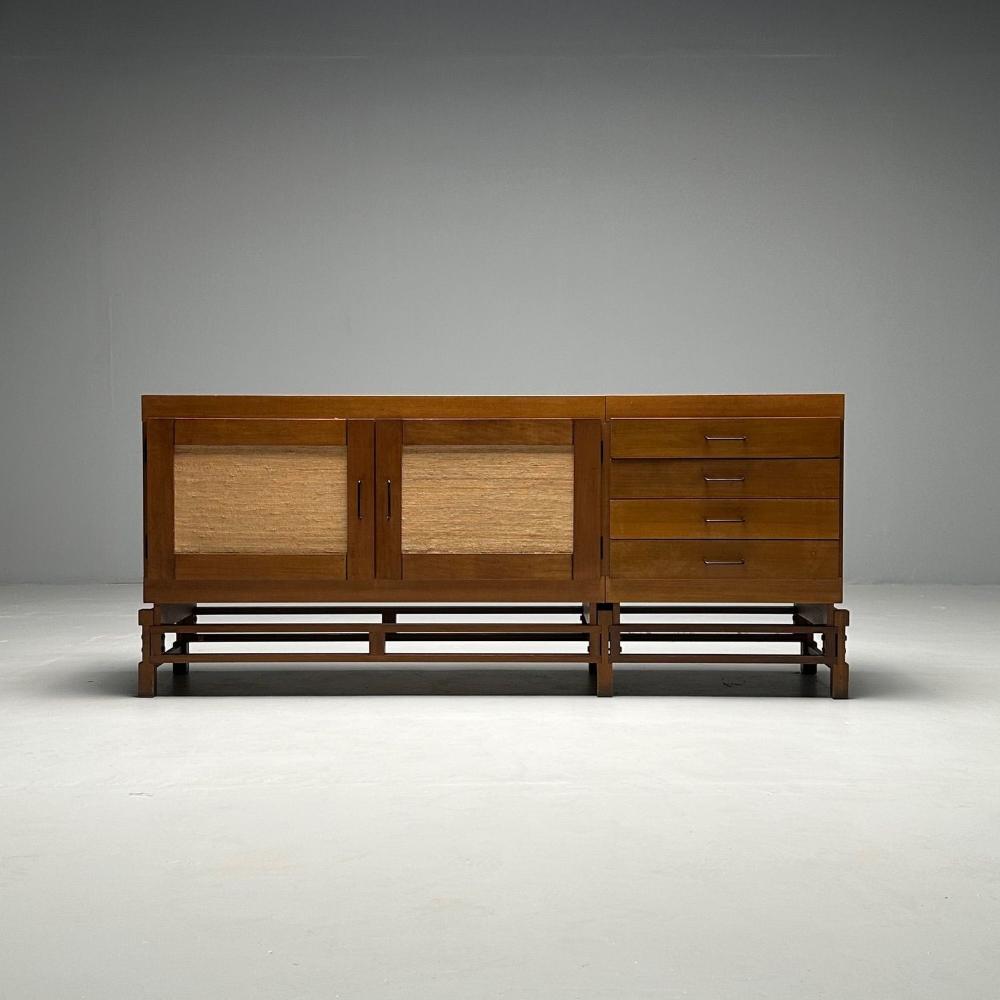 Leonardo Fiori, Italian Mid-Century Modern, Sideboard, Wengé, Seagrass, 1950s