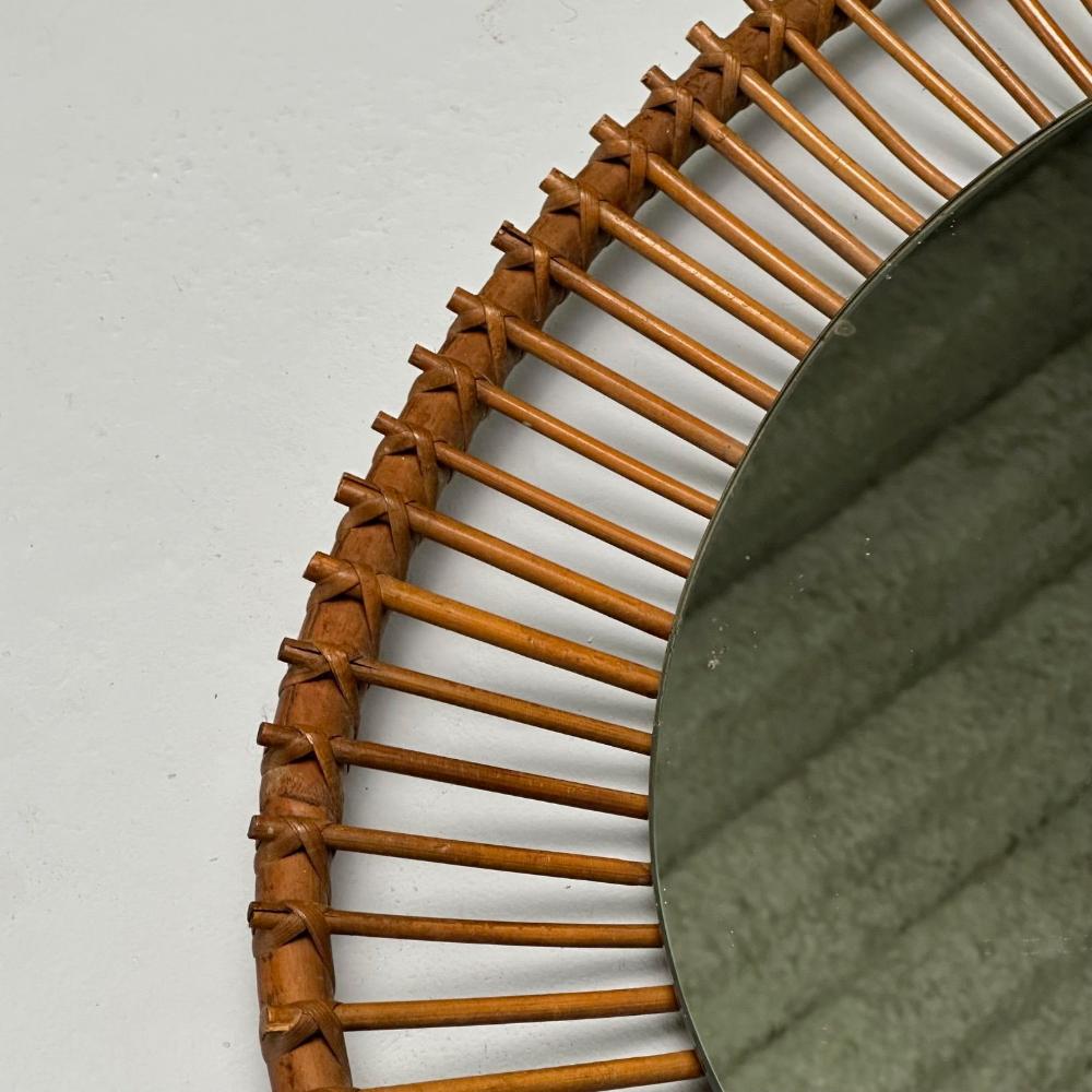 Italian Mid-Century Modern, Wall Mirror, Bamboo, Cane, Rattan, Italy, 1960s