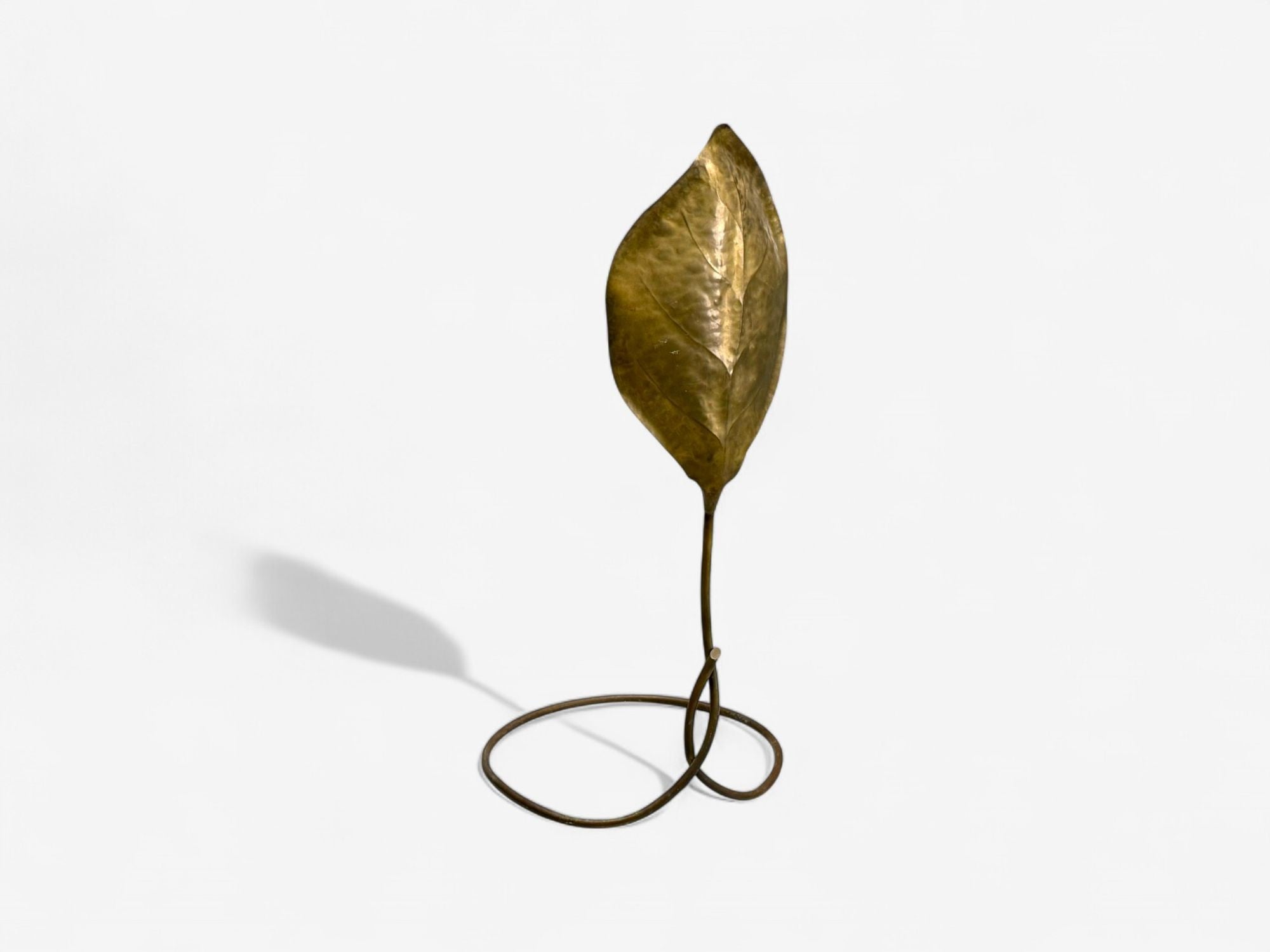 Tomasso Barbi, Patinated Brass, Ginko Leaf Floor Lamp, Italy, 1970s