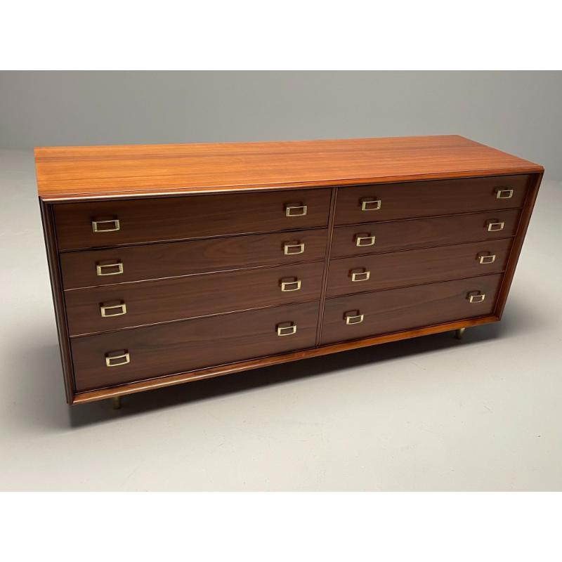 Paul Frankl, John Stuart, Mid-Century Modern, Dresser, Walnut, Brass, USA, 1950s
