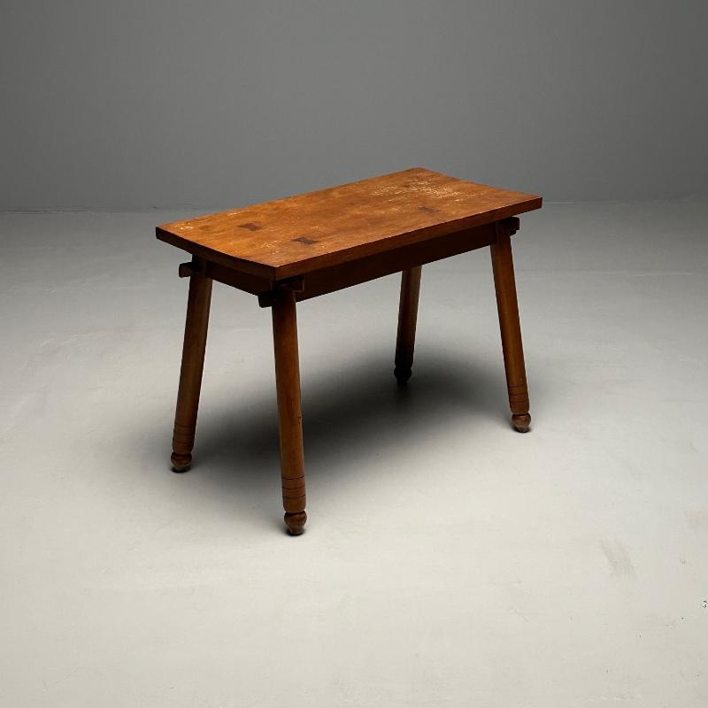 Rustic French Mid-Century Modern Provincial Oak Console Table, Farmhouse