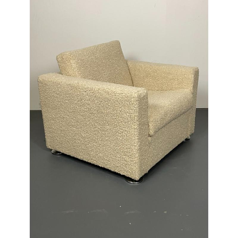 Pair Stendig Arm Chairs, Switzerland, New Sheepskin Boucle, Mid Century Modern