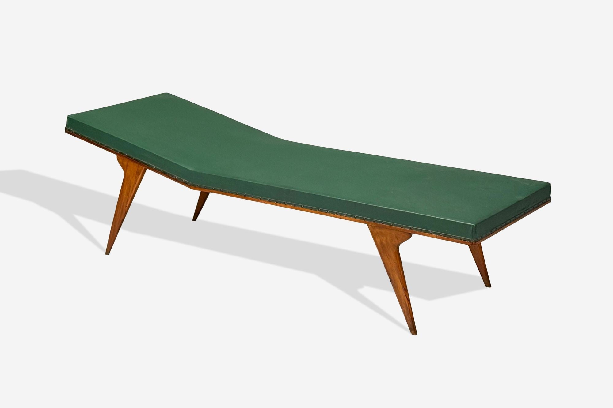 Italian Modern, Walnut, Leatherette, Chaise Lounge, Italy, 1950s