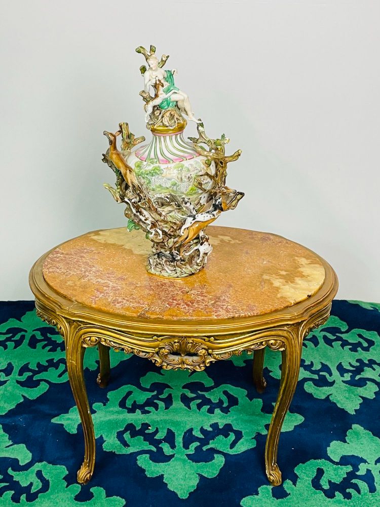 Louis XV Style French Center, End Table, Giltwood, Marble Top, Accent Table