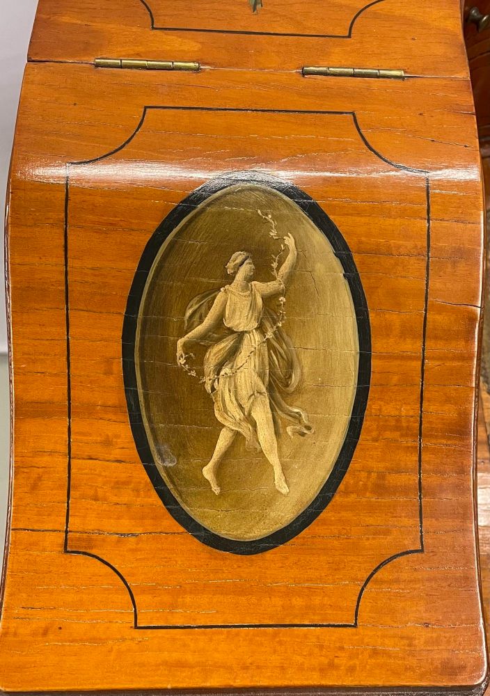 Adams Edwardian Inlaid Carlton House Desk, Hand Painted, Satinwood, A. Kaufman