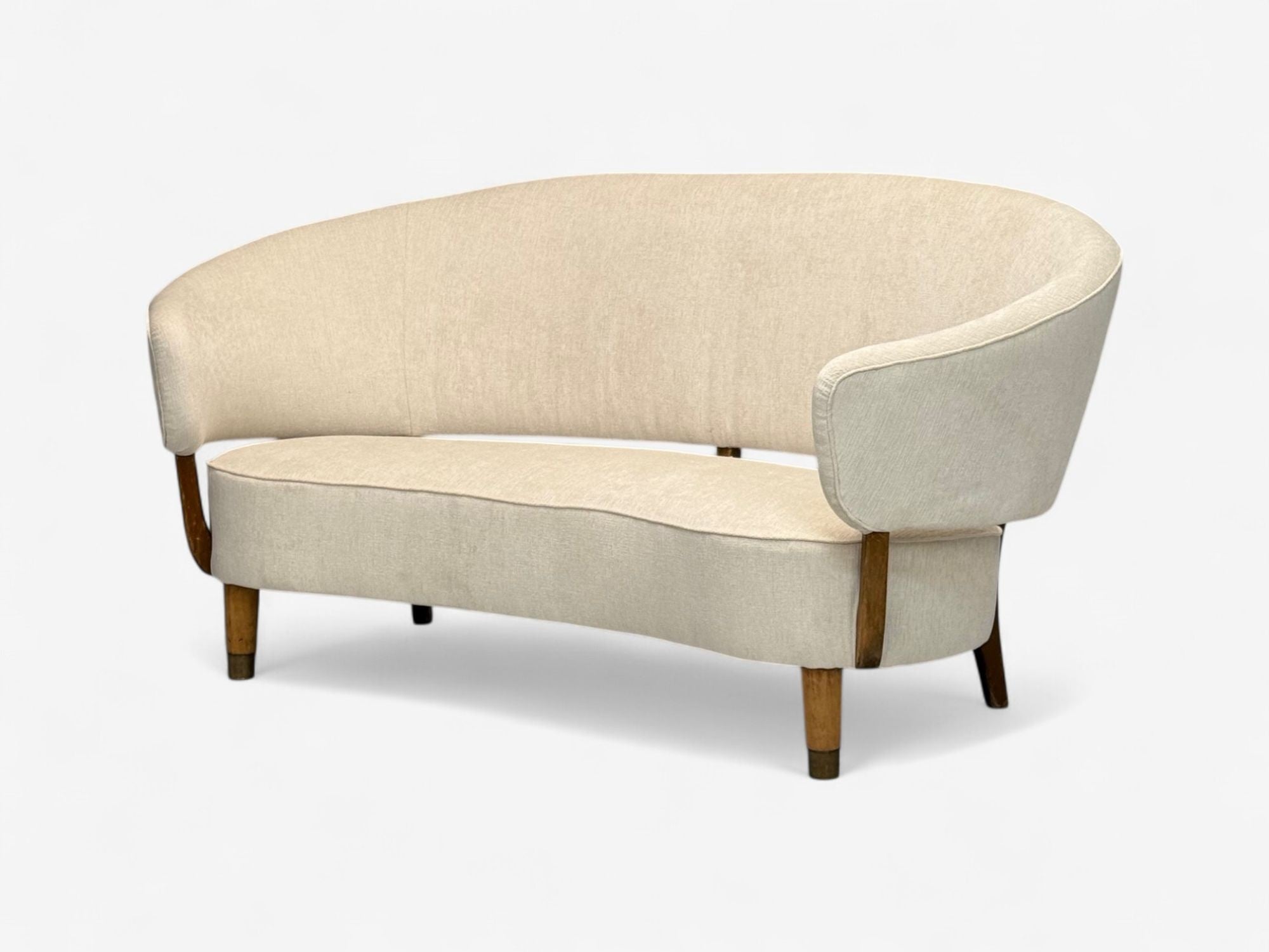 Aage Sattrup, Beech, Fabric, Rare Floating Sofa, Denmark, 1950s