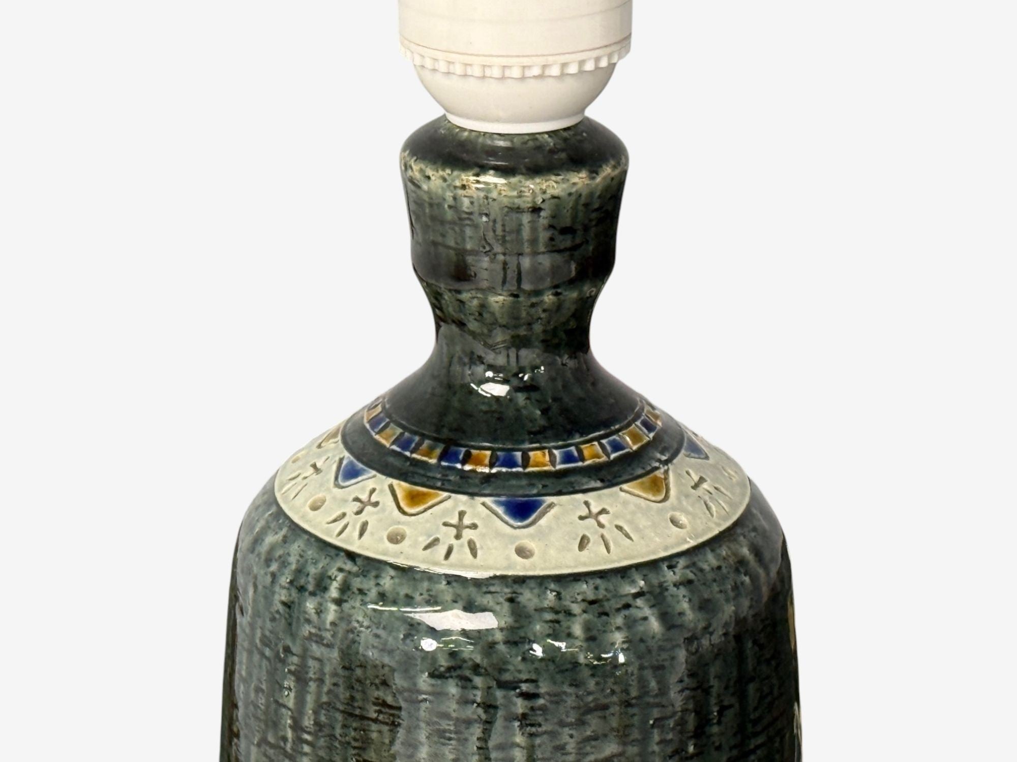 Yngve Blixt, Swedish Modern, Green Stoneware, Table Lamp, Sweden, 1960s