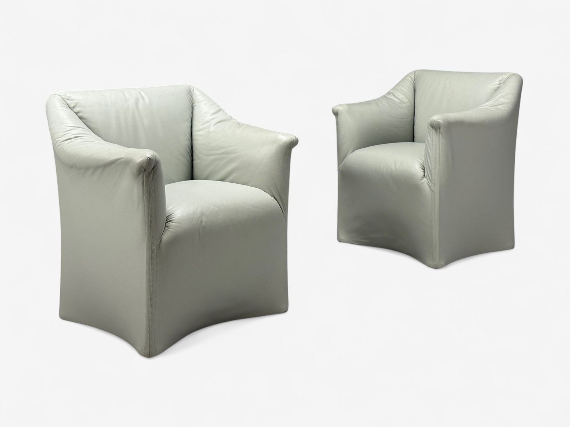 Mario Bellini, Italian Modern, Leather, Four Model 684 Armchairs, Italy, 1980s