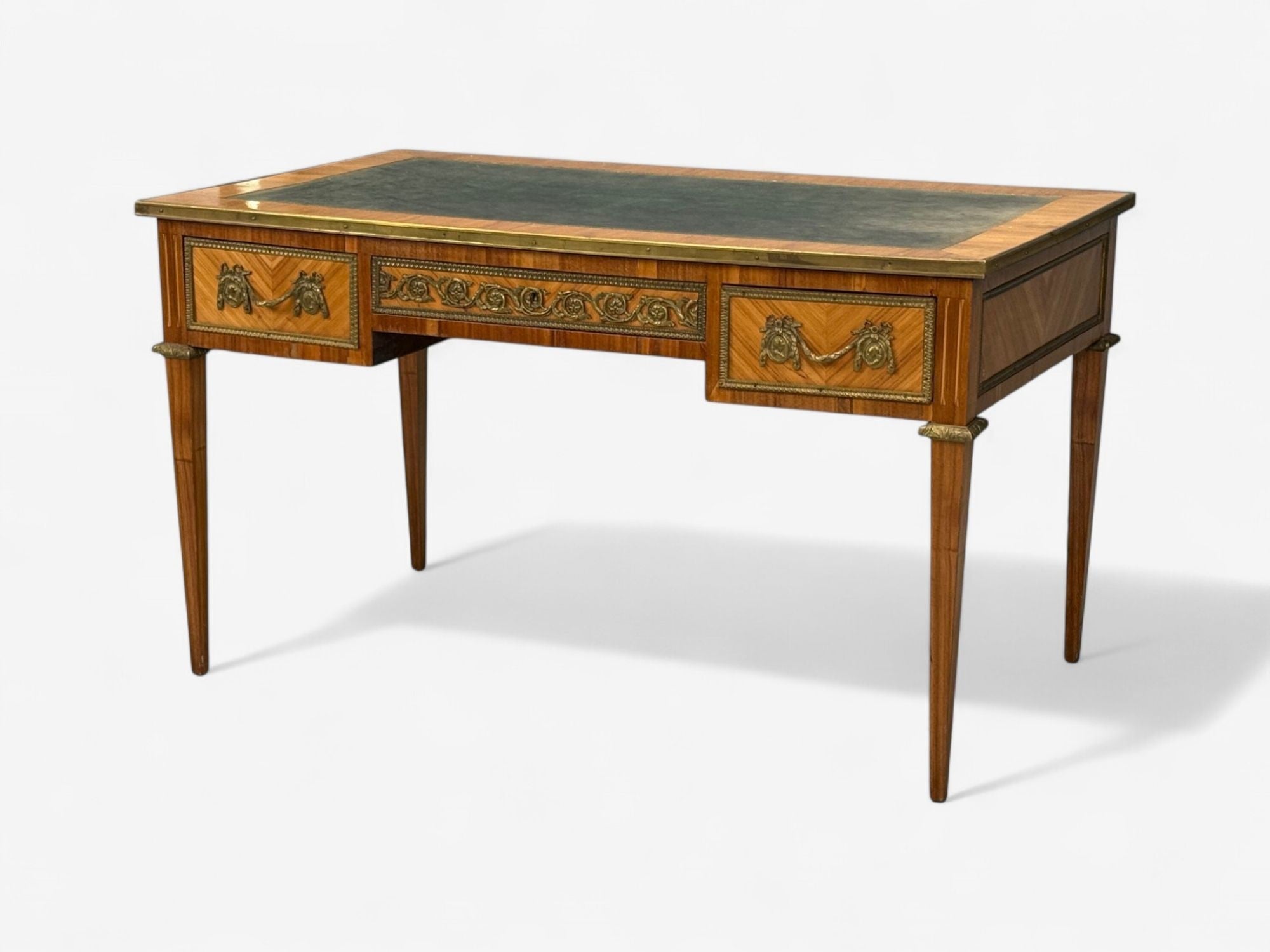 Louis XVI Style, Marquetry, Leather, Writing Desk, France, 19th.