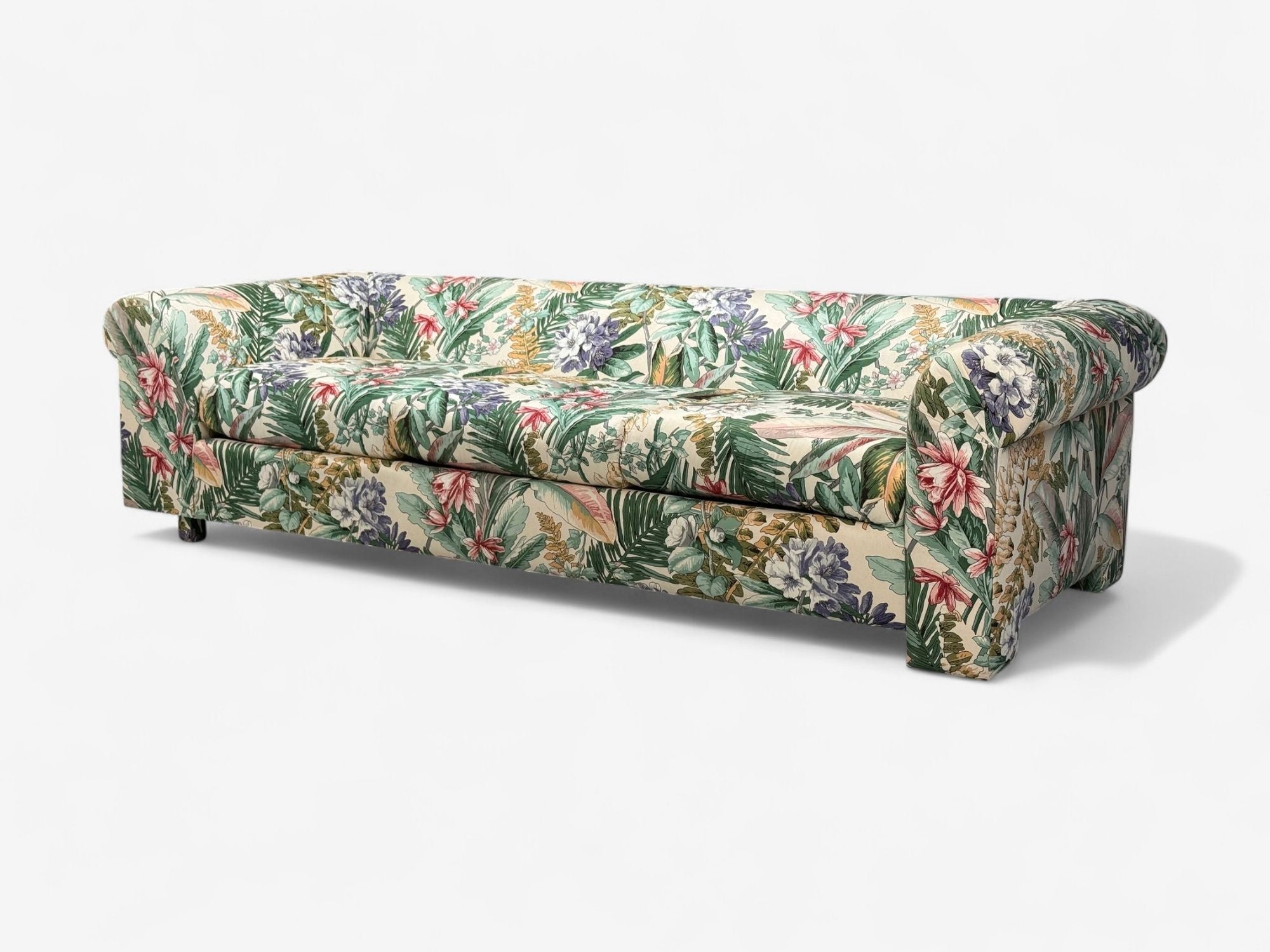 American Modern, Tropical Fabric, Monumental Custom Sofa, USA, 20th c.