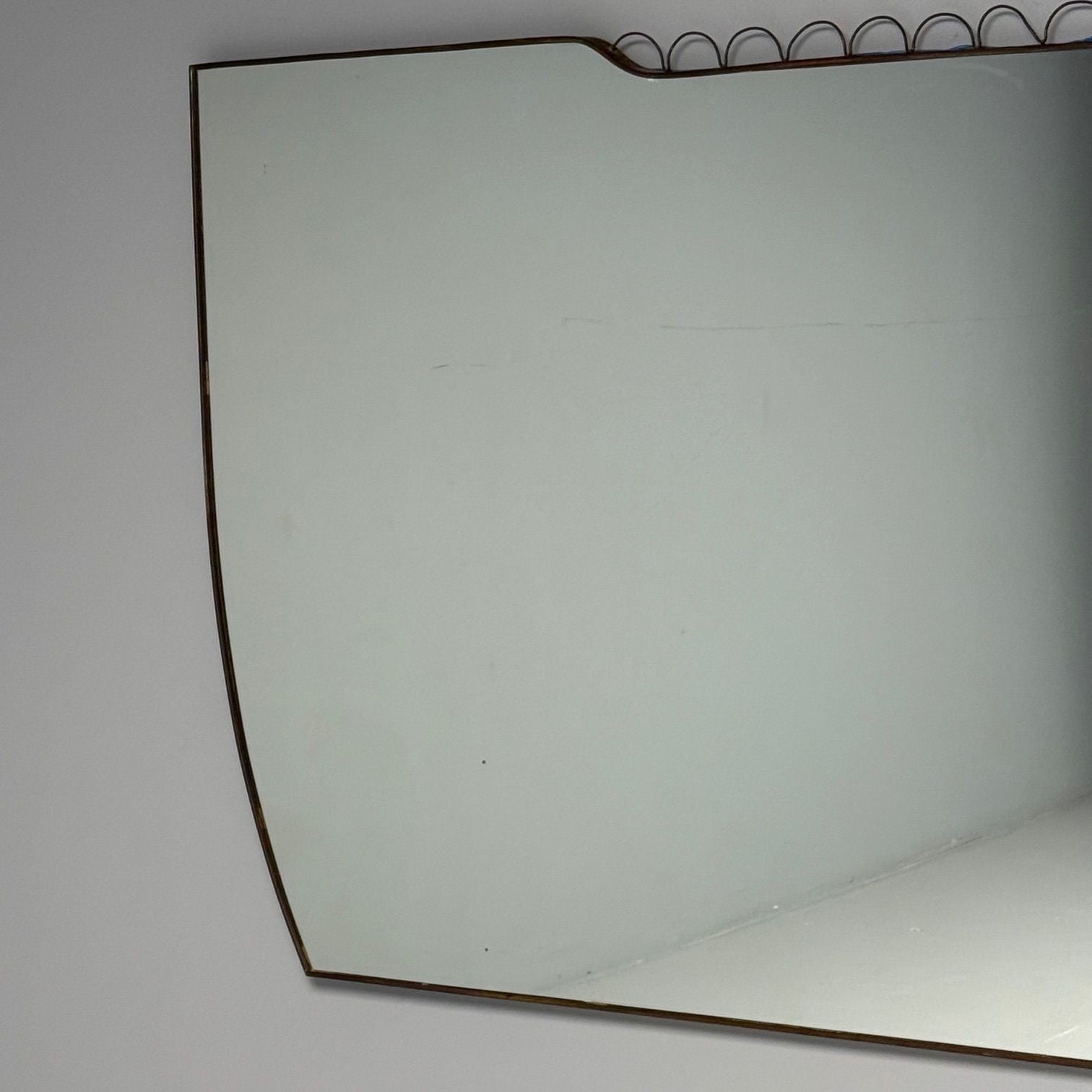 Gio Ponti Attr, Italian Mid-Century Modern, Monumental Wall Mirror, Brass, 1950s