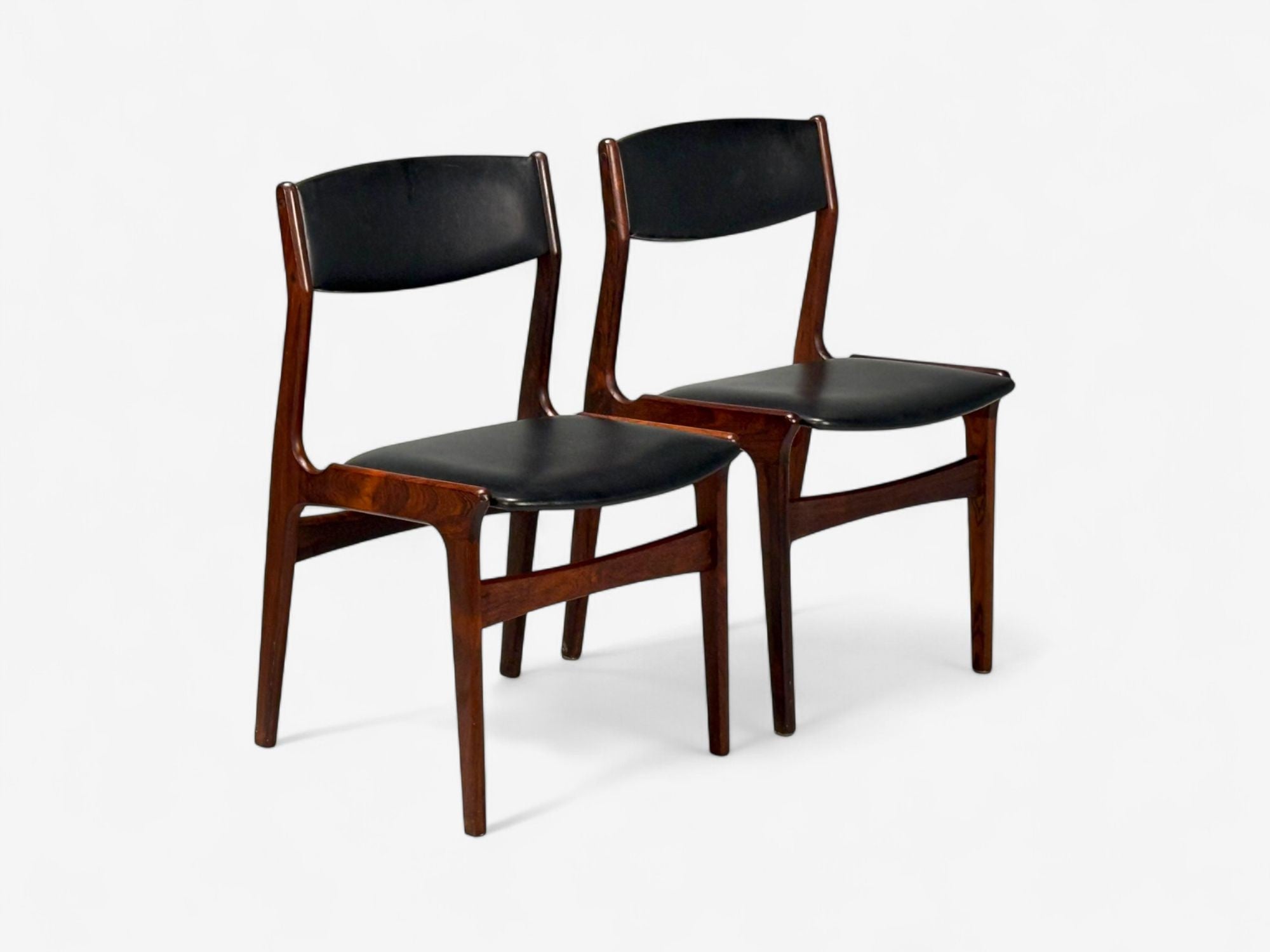 Danish Modern, Rosewood, Leatherette, Dining Chairs, Denmark, 1950s