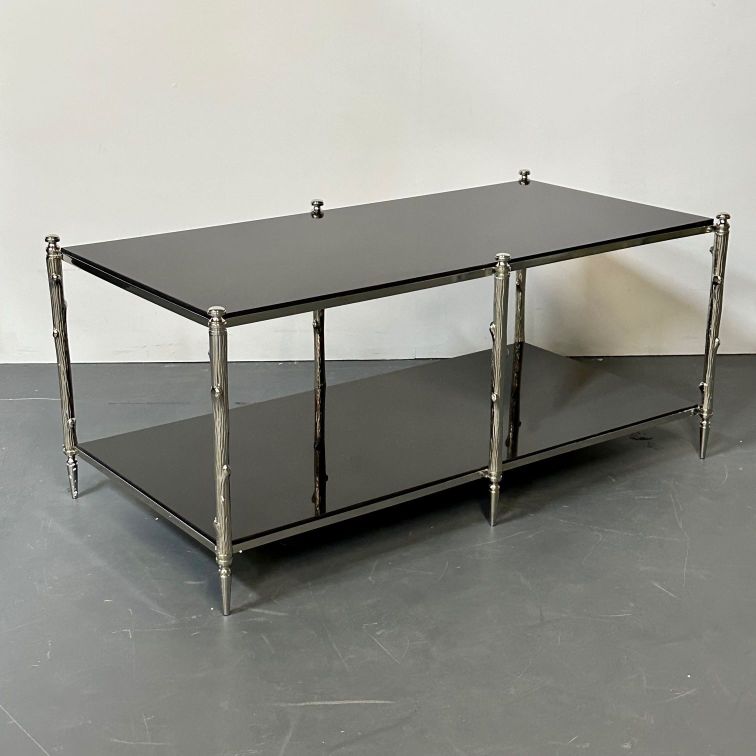 Modern Two Tier Maison Bagues Style Coffee / Low Table, Black Granite