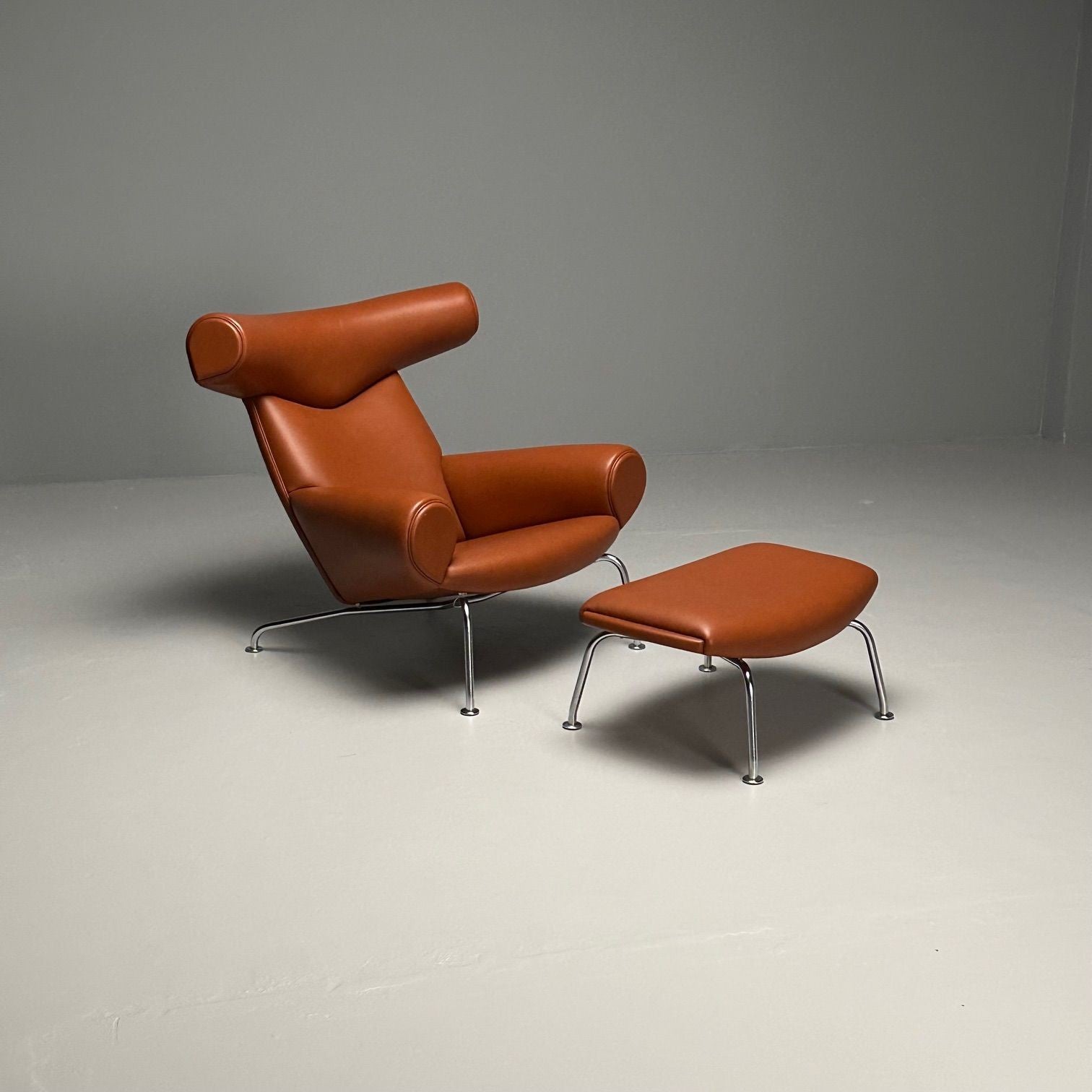 Danish Mid-Century Modern Ox Lounge Chair and Ottoman by Hans Wegner, Jørgensen