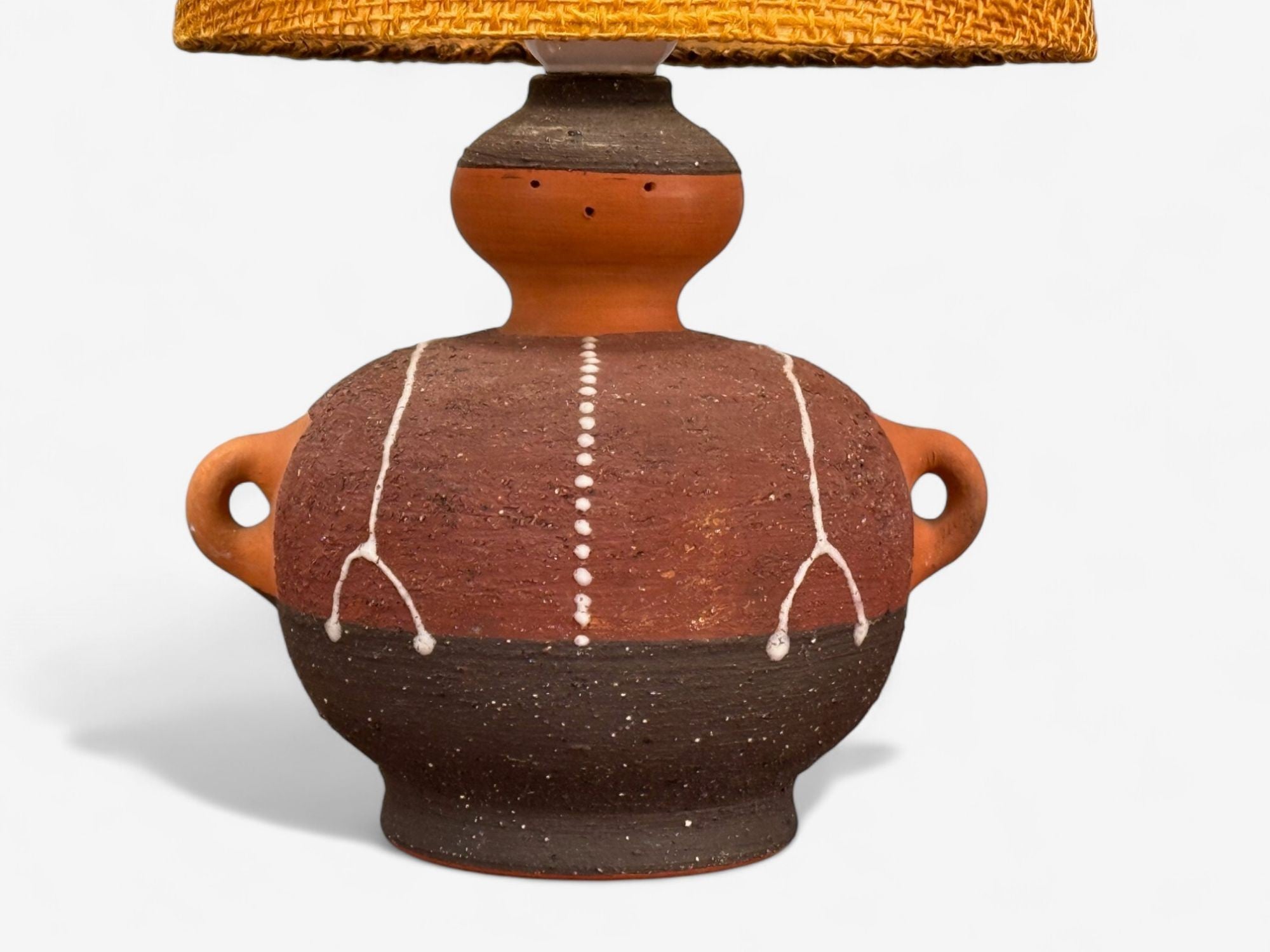 Thomas Hellström, Swedish Modern, Ceramic, Fabric, Table Lamp, Sweden, 1970s