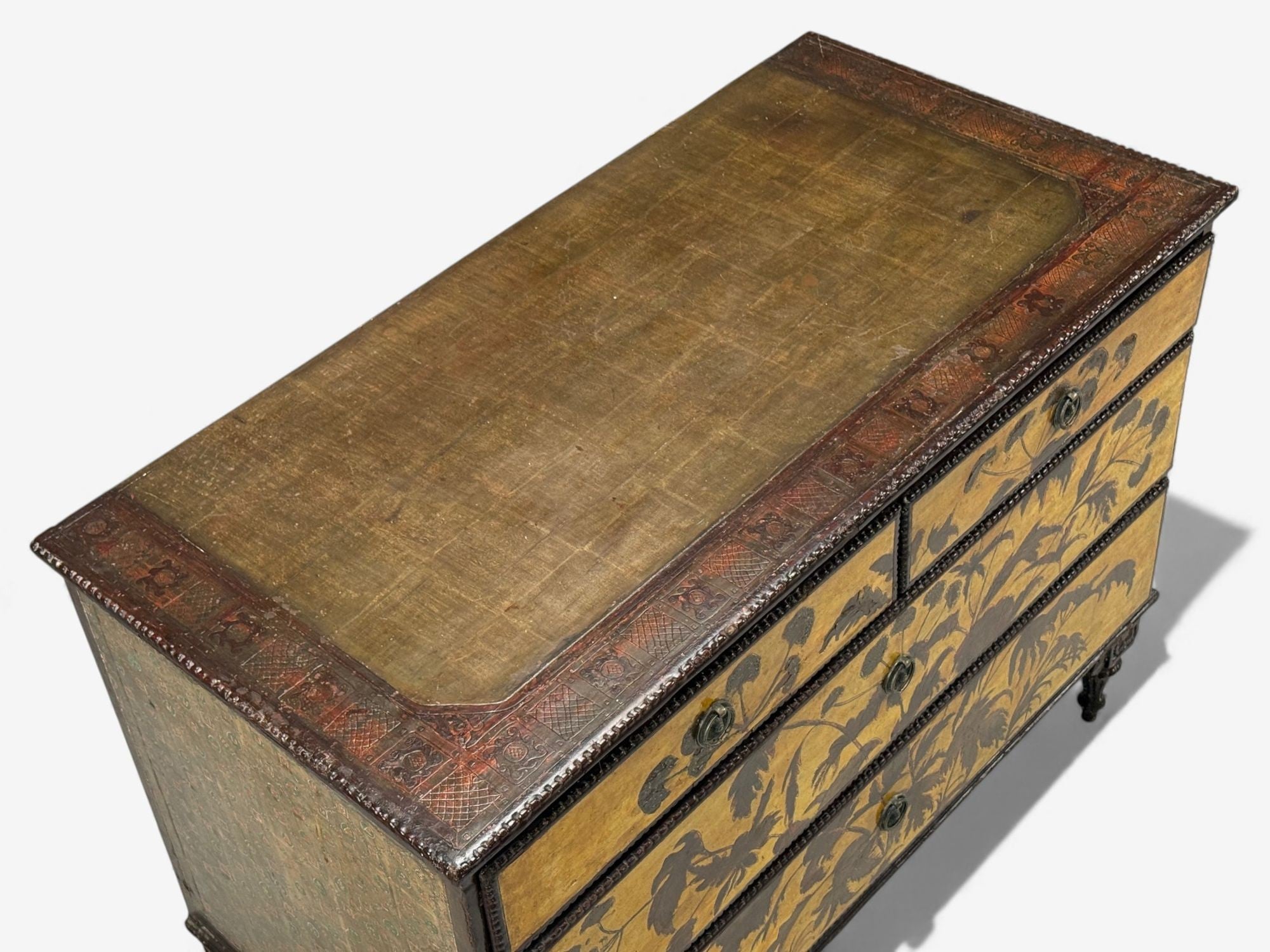 Max Kuehne, Silver Leaf, Painted Wood, Rare Commode, USA, 1950s