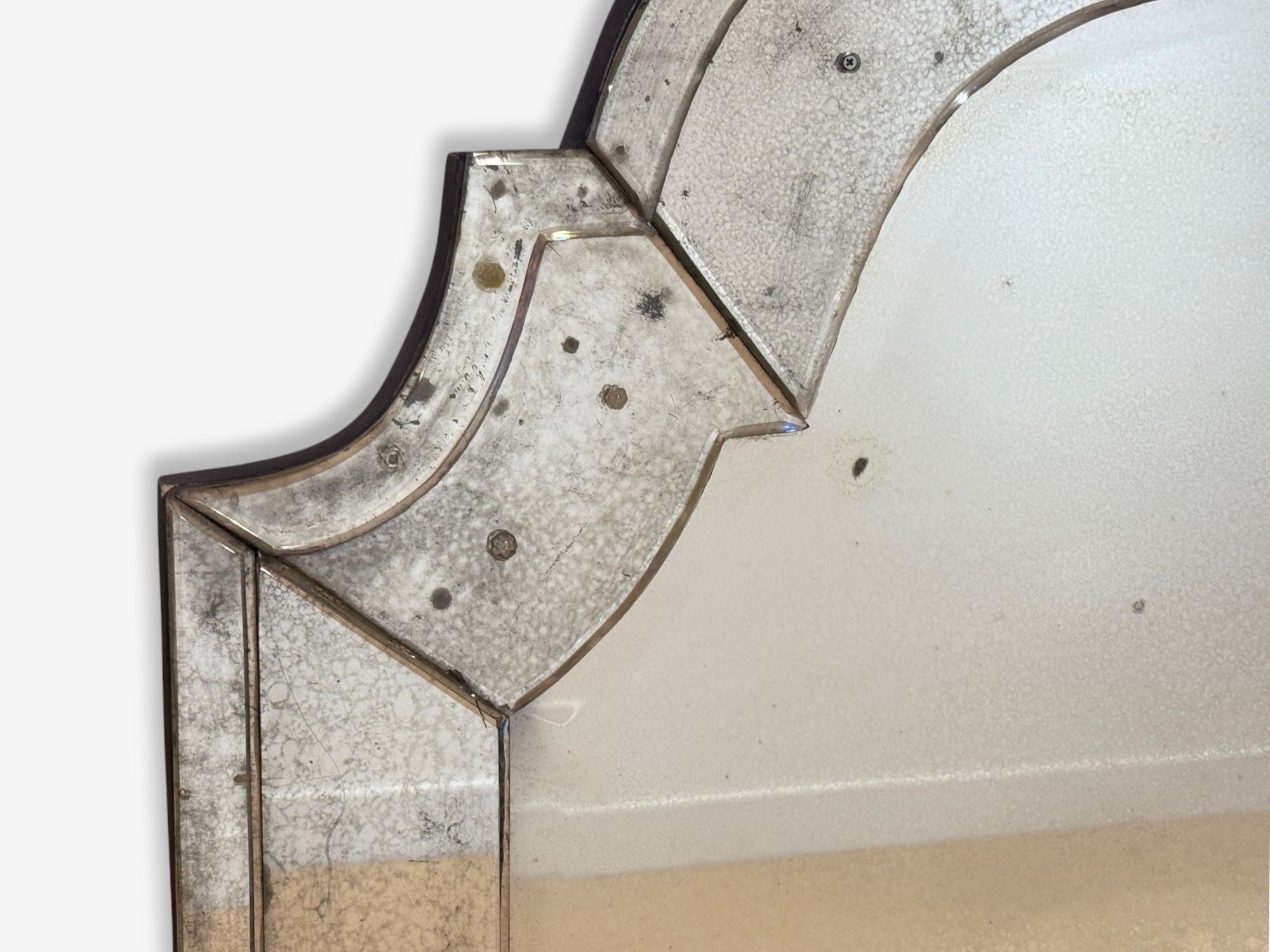 Queen Anne Style, Venetian Wall Mirrors, Antiqued Beveled Glass, Dome Top