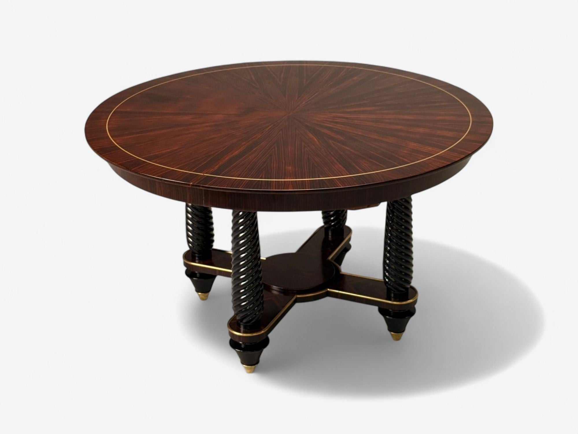Regency, Macassar, Ebony, Brass Inlay, Center Table, France, 1970s