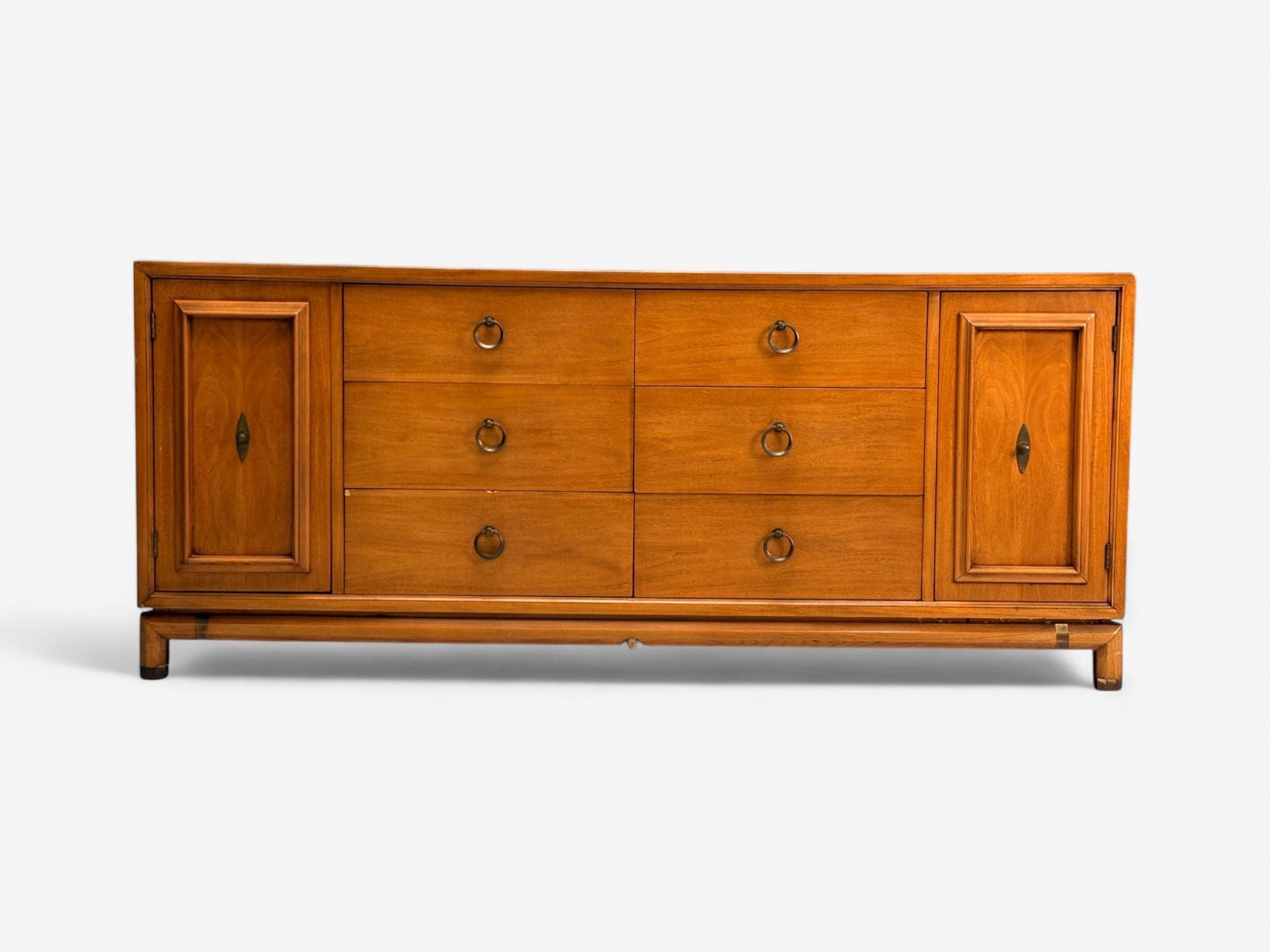 Kent Coffey, American Modern, Walnut, Brass, Dresser, USA, 1960s