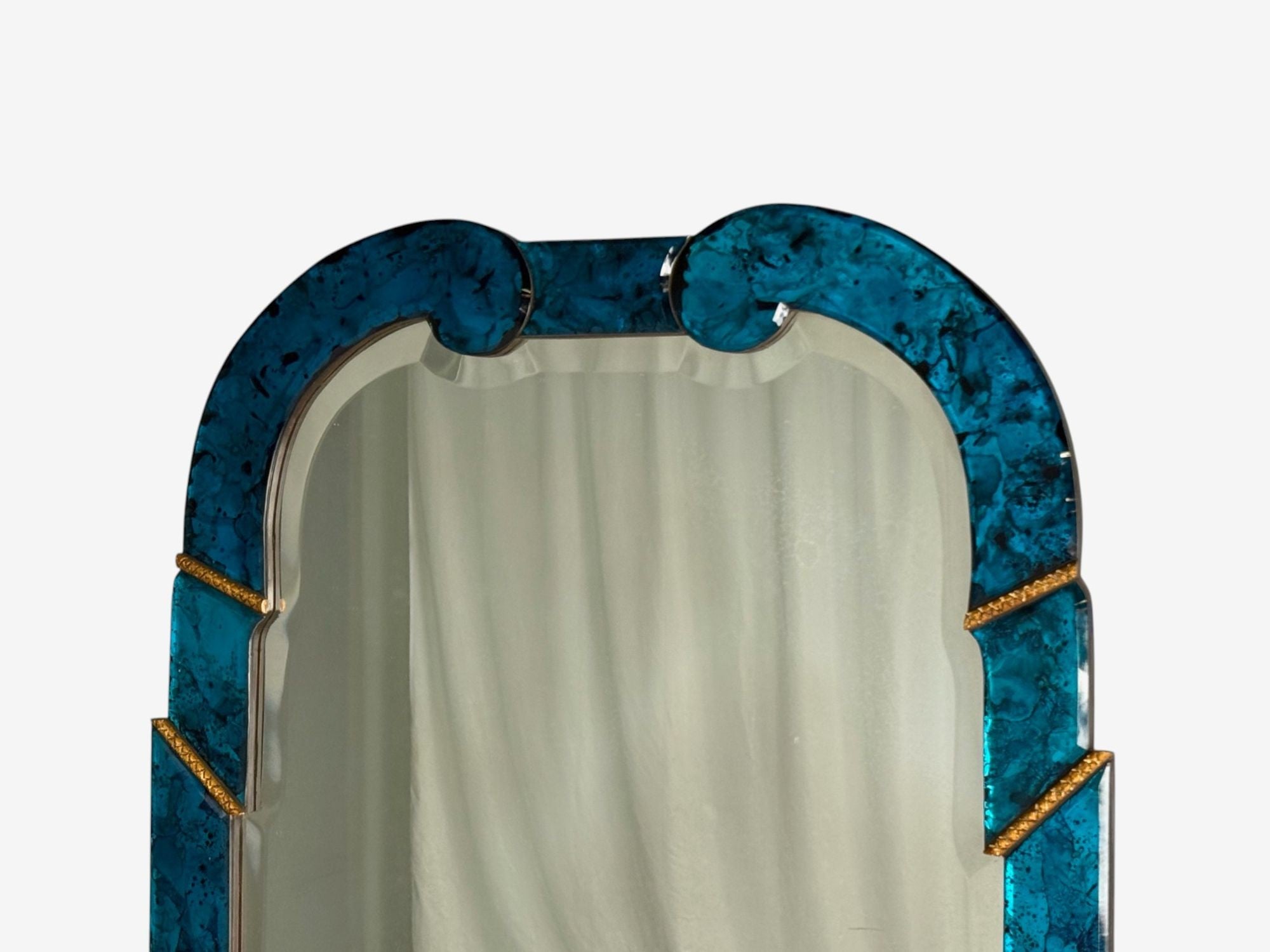 Queen Anne Style, Blue Antiqued Beveled Glass, Venetian Wall Mirrors, 21st C.