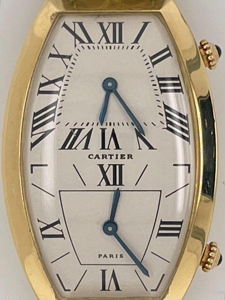 Cartier Tonneau Duel Time Ladies Wristwatch, 18Kt, Vintage