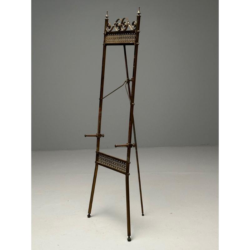 French Neoclassical, Antique Standing Easel, Bronze, France, 1940s