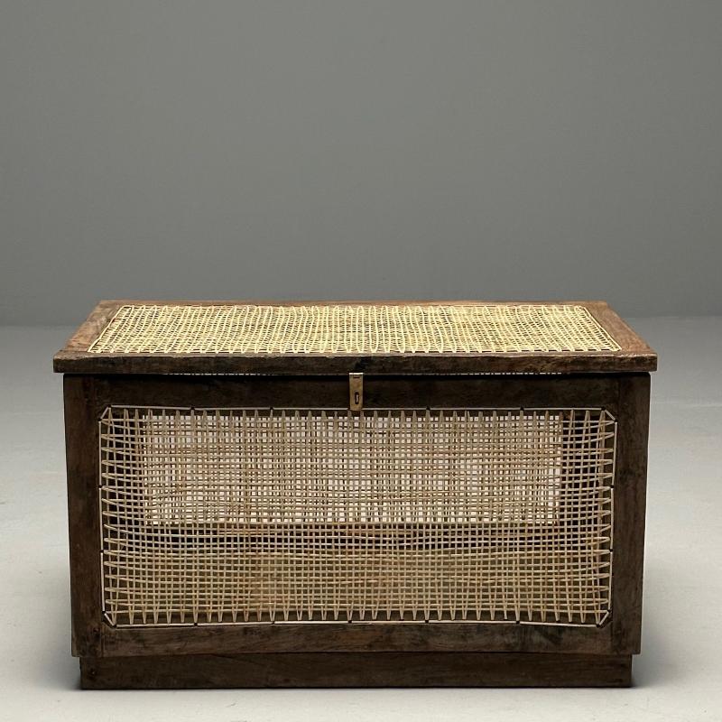Pierre Jeanneret, French Mid-Century Modern Storage Chest, Cane, Teak, Chandigarh