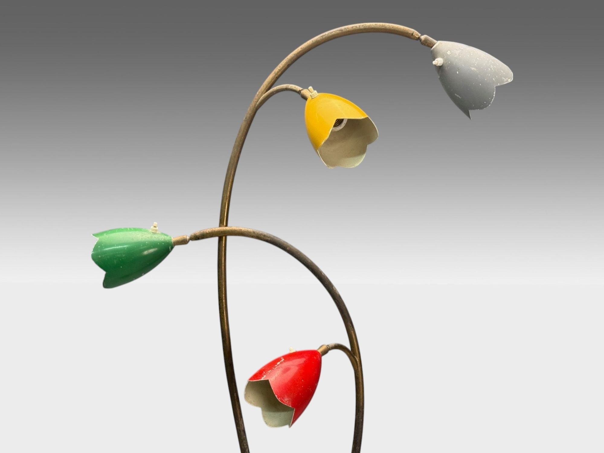 Italian Modern, Painted Enamel, Brass, Marble, Floor Lamp, Italy, 1940s