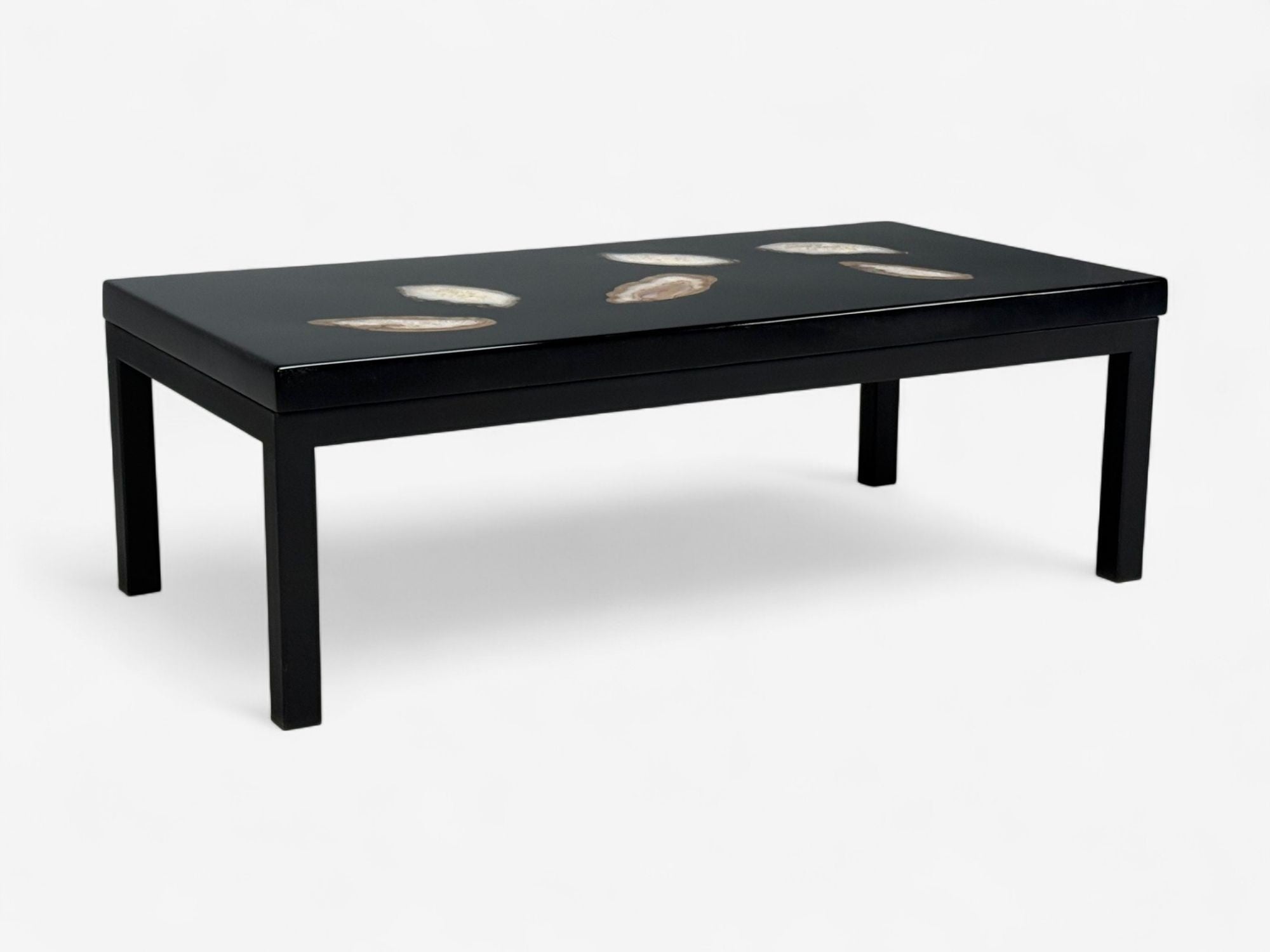 Ado Chale, Black Resin, Agate, Coffee Table, Belgium, 1990s
