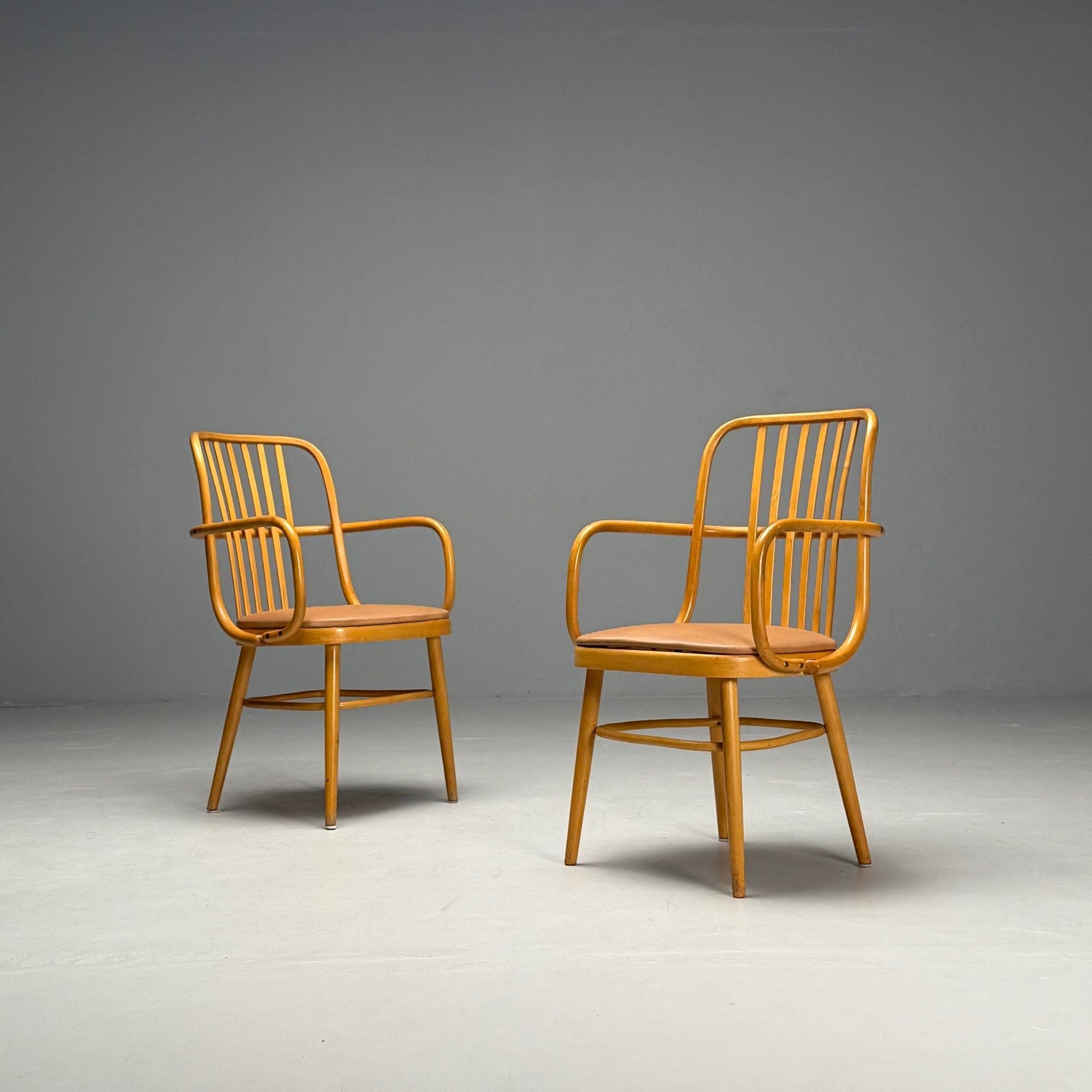 Josef Hoffmann, Ligna, Mid-Century Modern, Bistro Chairs, Czech Republic, 1970s